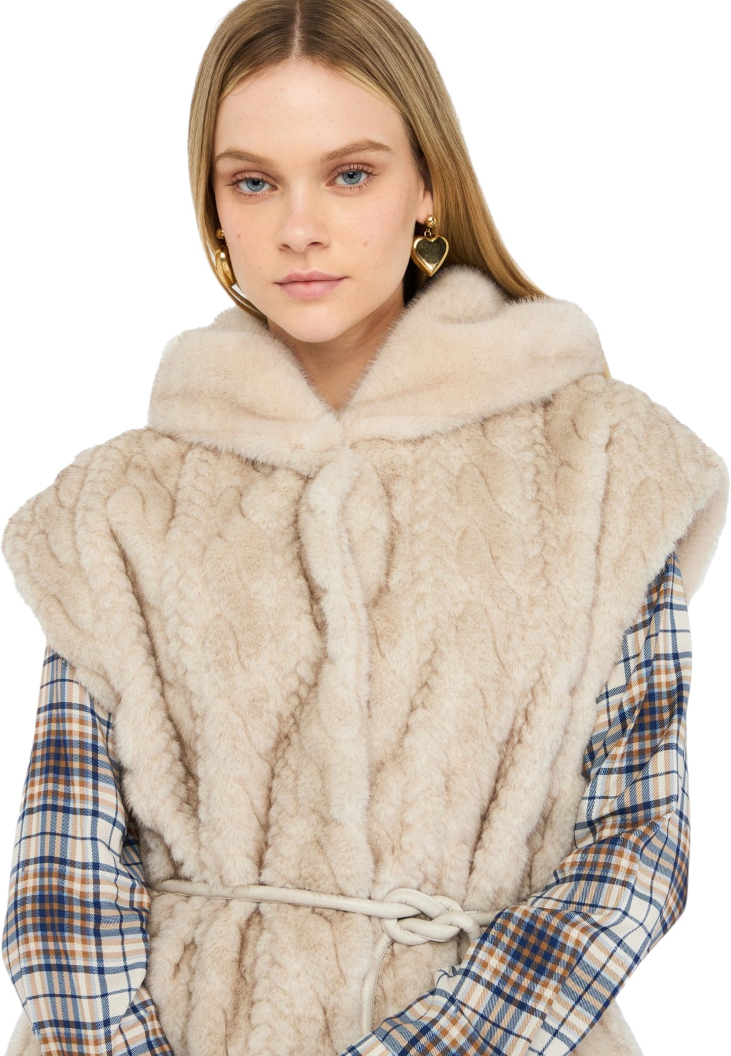 Gilet Con Cappuccio Donna Liu Jo In Pelliccia Sintetica MF5364E1044