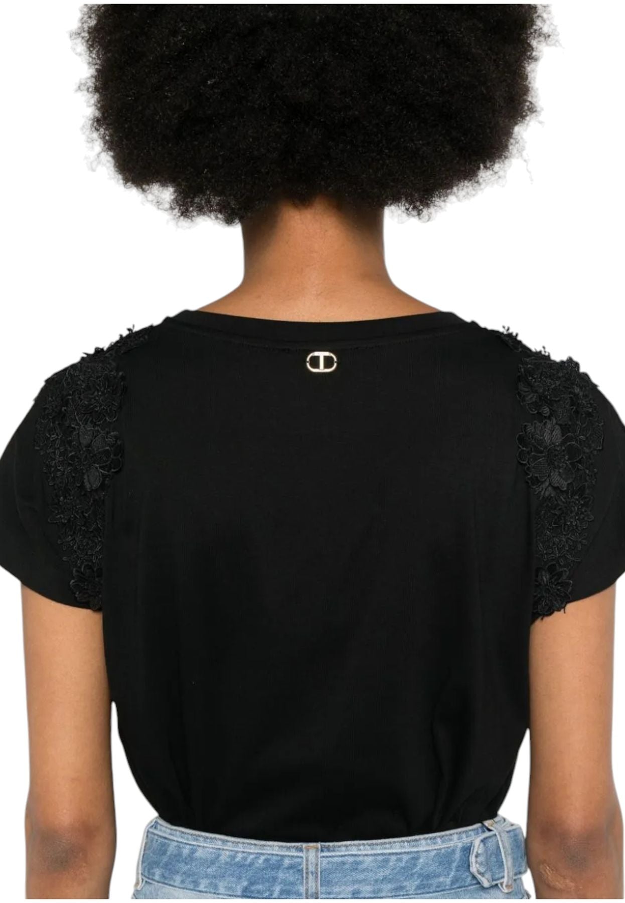 T-Shirt Manica Corta Donna Twinset Con Patch Fiori 241TT2270