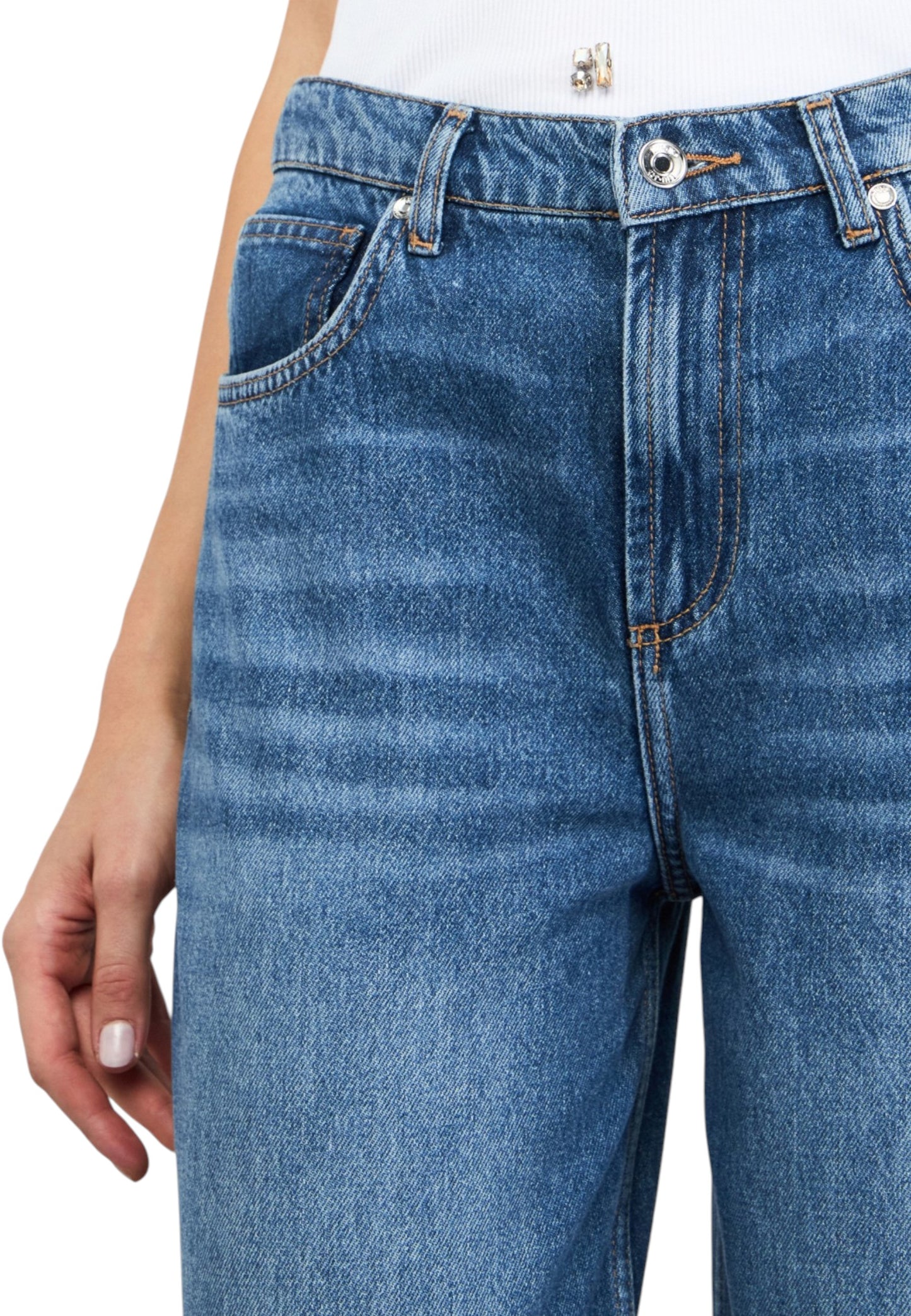 Jeans Wide Leg Donna Liu Jo Vita Bassa Bone UF5139D0287