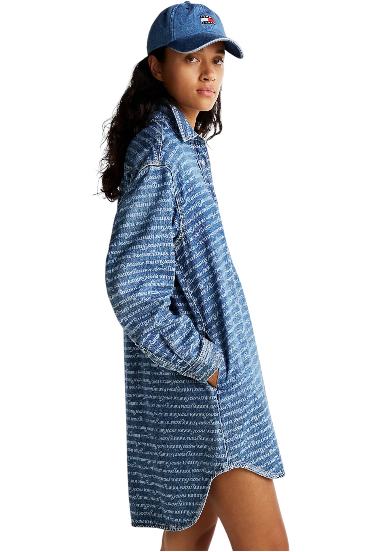 Vestito Corto Donna Tommy Jeans Chemiser In Jeans Relaxed