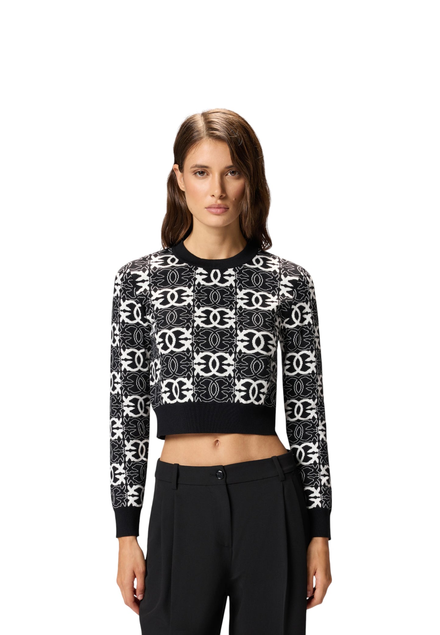 Maglia A Girocollo Donna Pinko Cropped Con Logo Allover Gypsies 106041A2YD