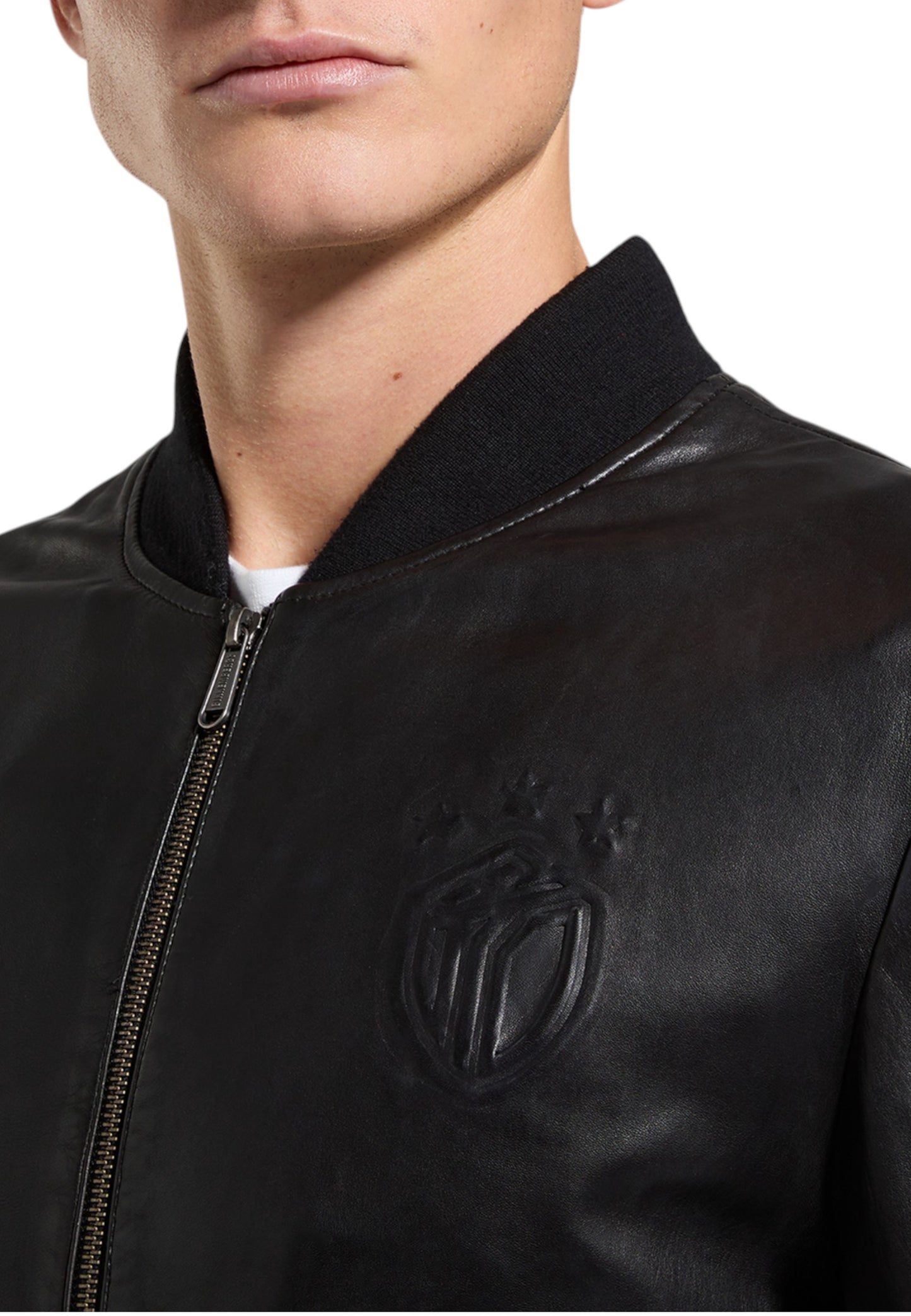 Giacca In Pelle Uomo Bikkembergs Con Motivi Decorativi In Rilievo
