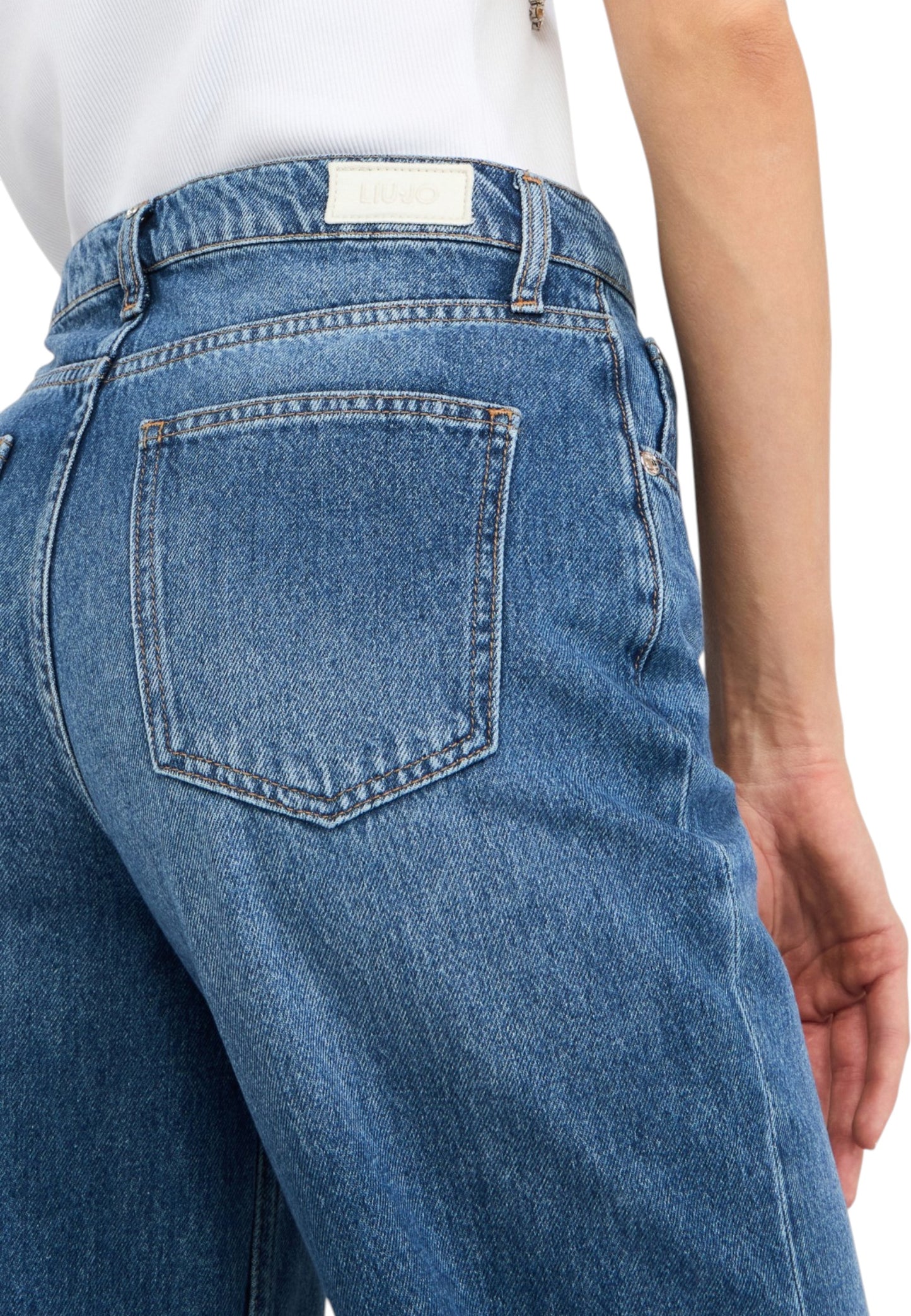 Jeans Wide Leg Donna Liu Jo Vita Bassa Bone UF5139D0287