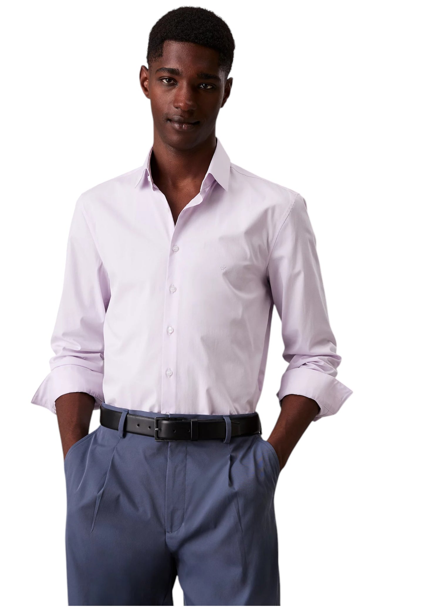 Camicia Manica lunga Uomo Calvin klein  Poplin Stretch Slim