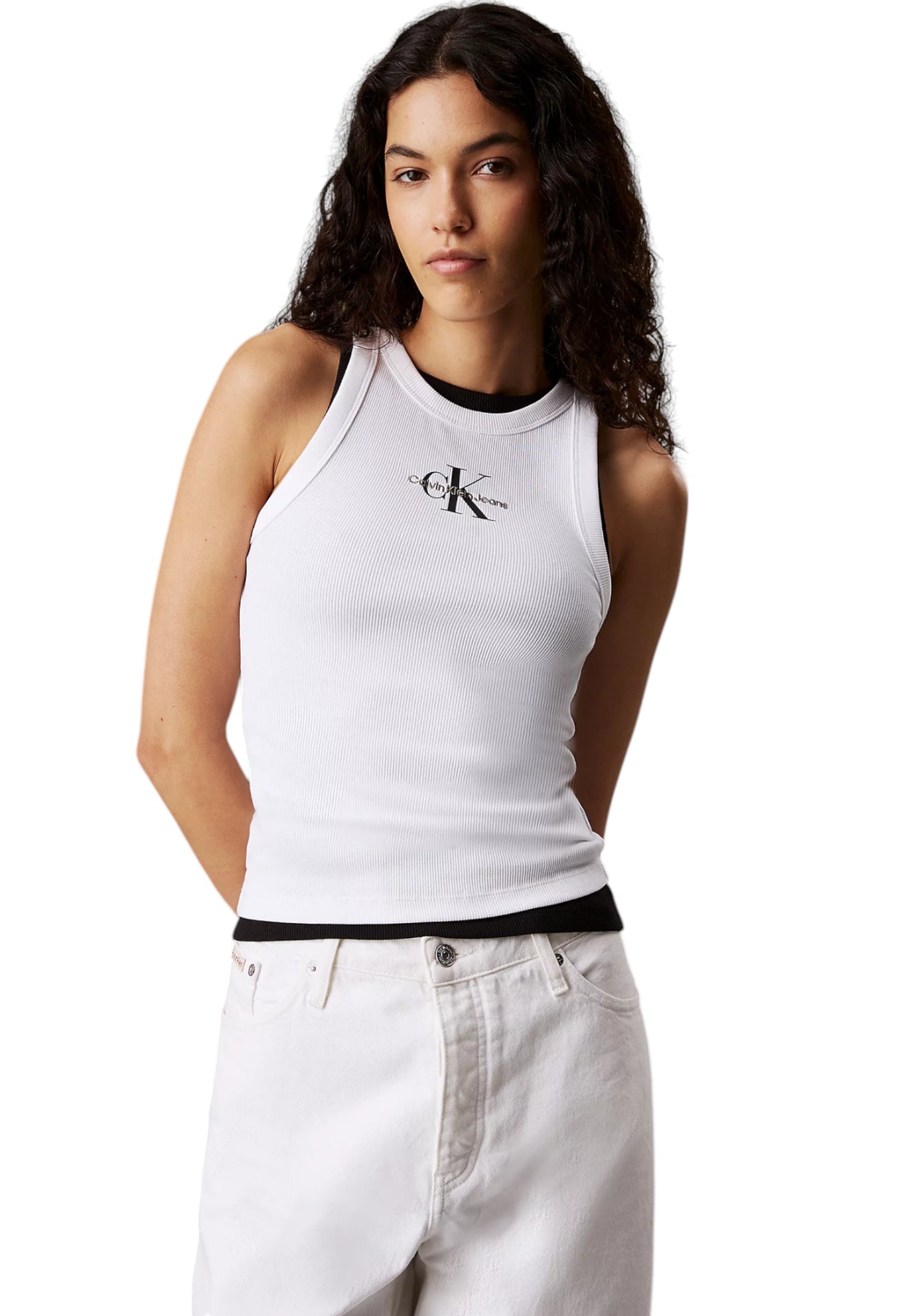 Top Donna Calvin klein Jeans Monologo Rib