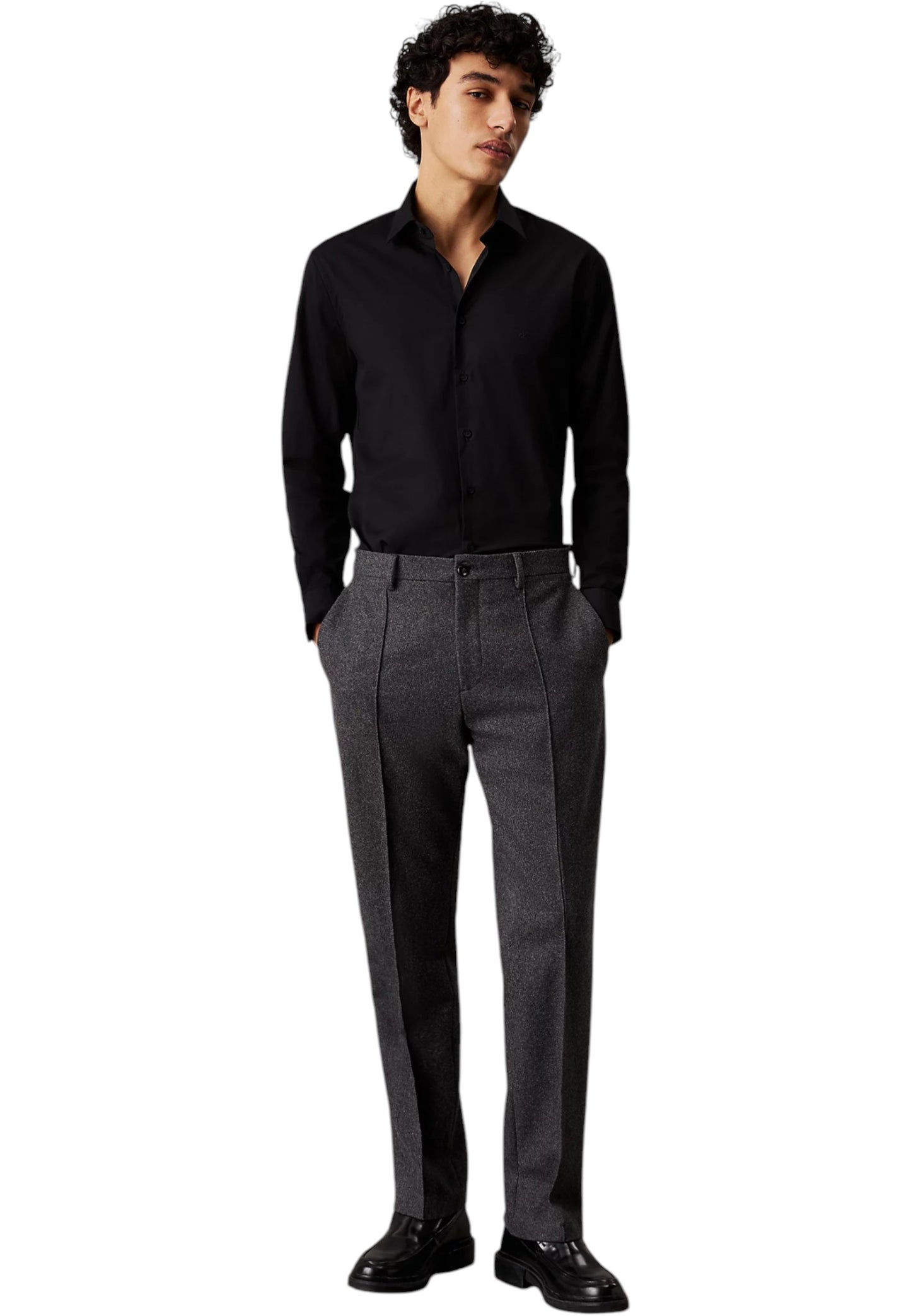 Camicia Manica lunga Uomo Calvin klein  Poplin Stretch Regular