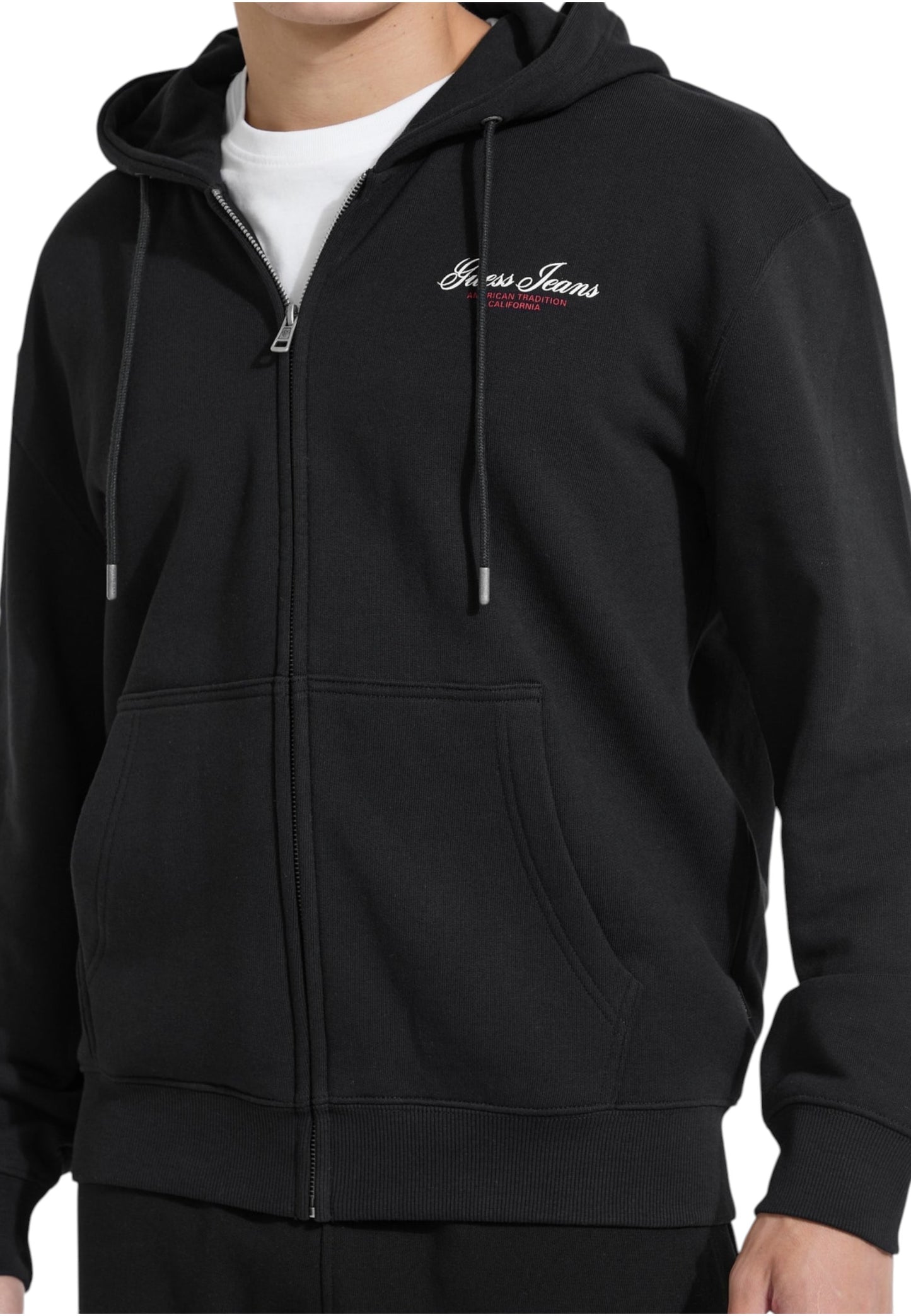 Felpa Con Cappuccio Uomo Guess Con Zip Regular Fit Gj Script M5YQ15KCPR1