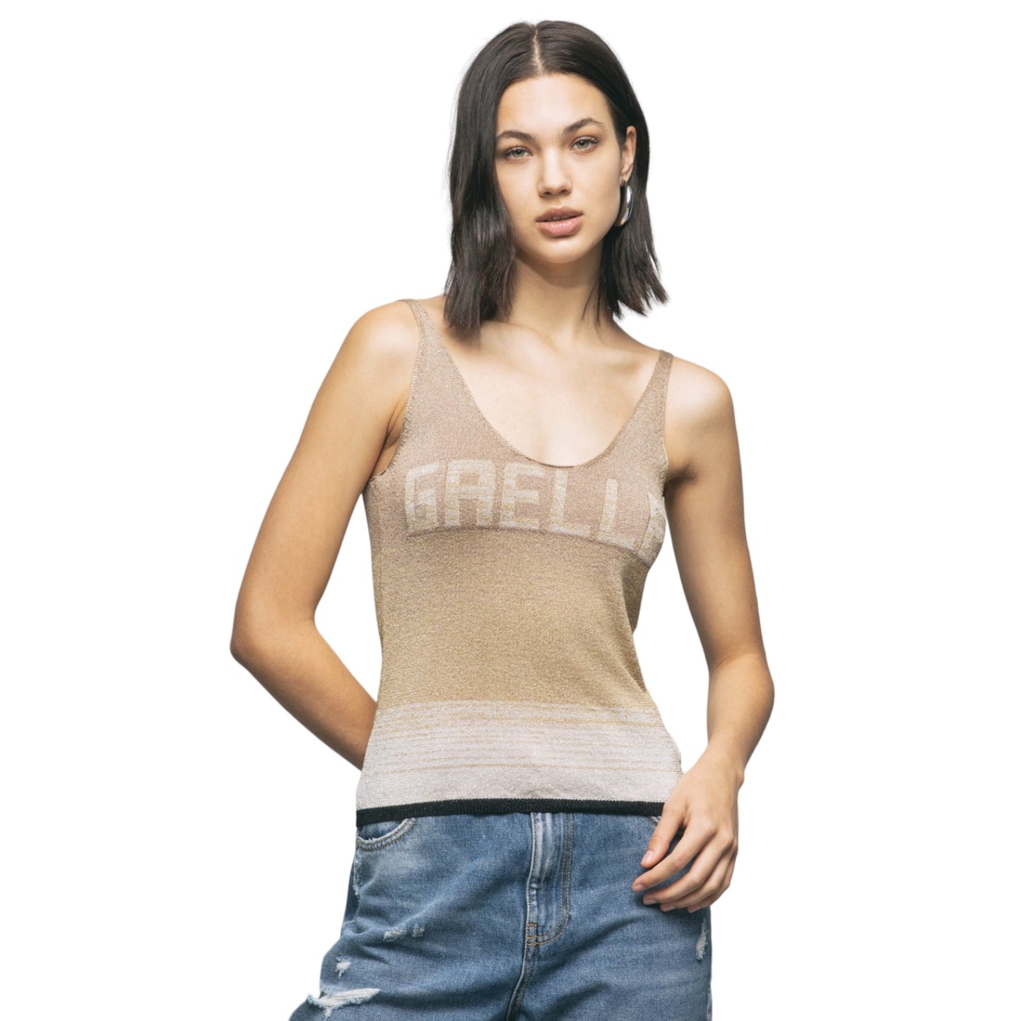 Top Donna Gaelle In Maglieria Lurex Con Logo Ad Intarsio GBDP16655
