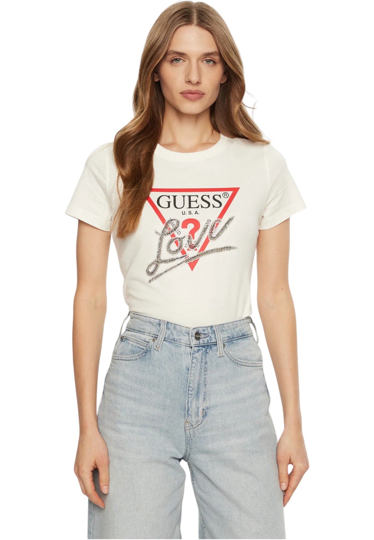 T-Shirt Manica Corta Donna Guess Triangle Love