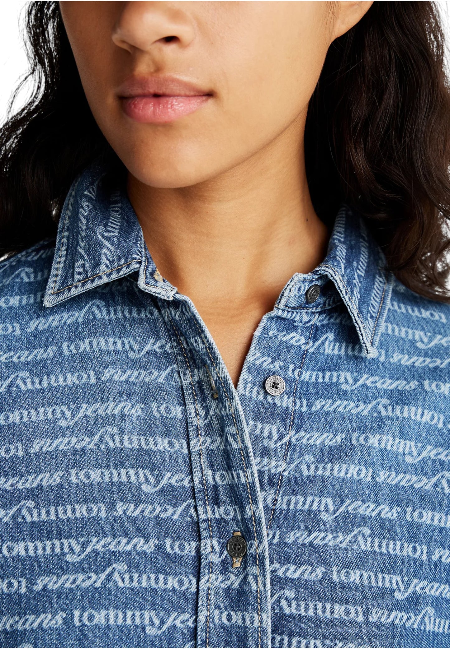 Vestito Corto Donna Tommy Jeans Chemiser In Jeans Relaxed