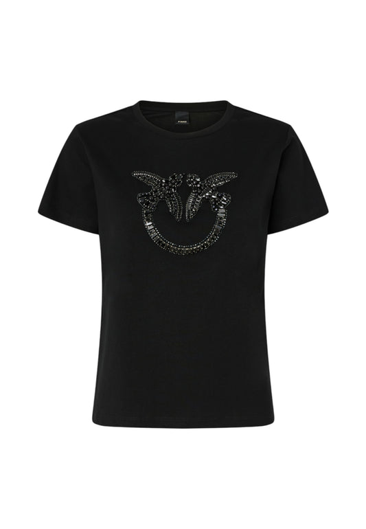 T-Shirt Manica Corta Donna Pinko Logo Love Birds Decorato Quentin 100535A2RN