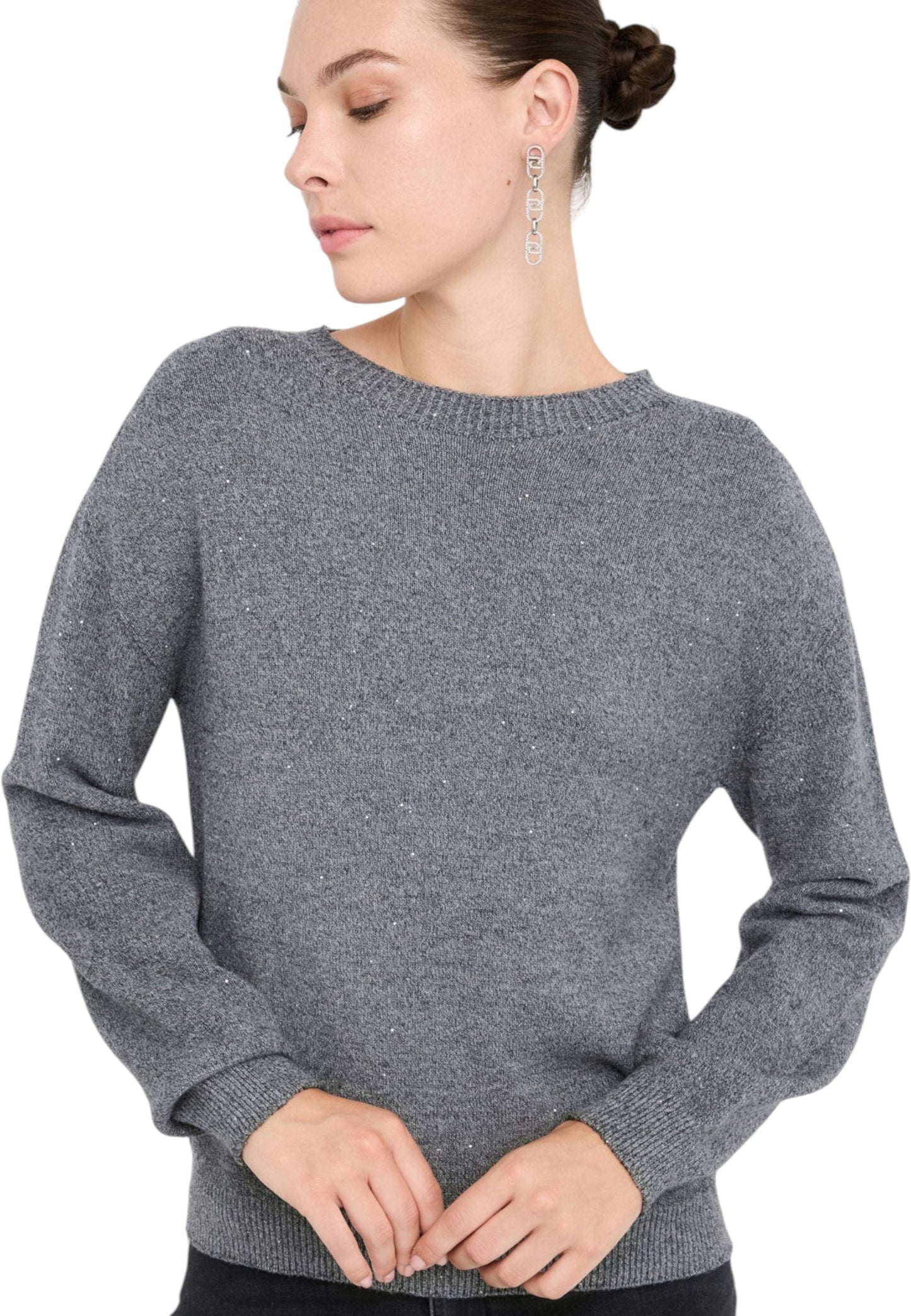 Maglione A Girocollo Donna Liu Jo Con Micro Paillettes MF5483MA27R