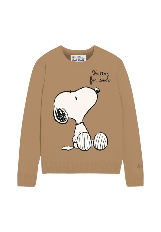 Maglione A Girocollo Donna Mc2 Saint Barth Snoopy Waiting Snow Emb New Queen QUE0010