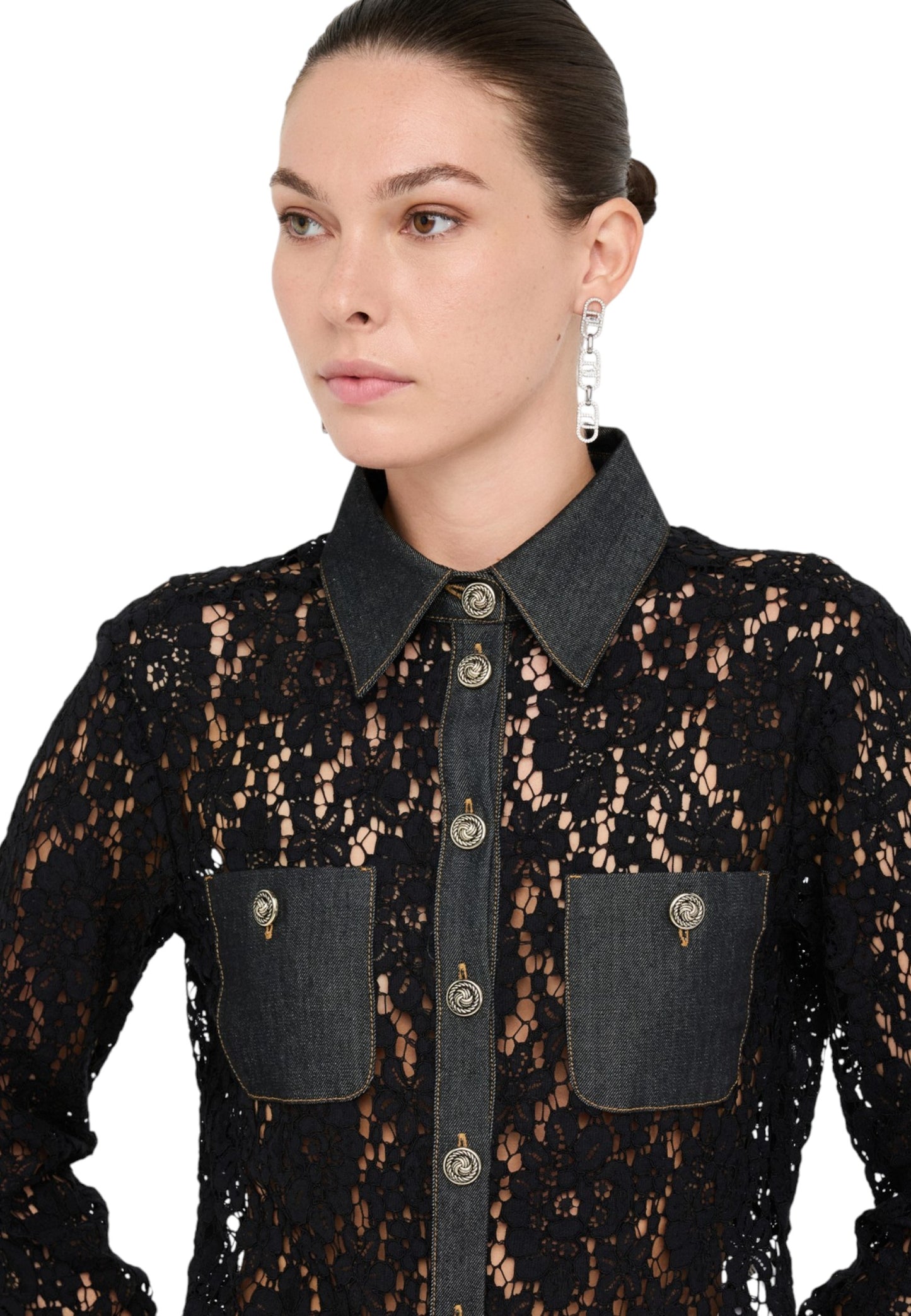 Camicia Manica lunga Donna Liu Jo Cropped In Pizzo UF5169J4078