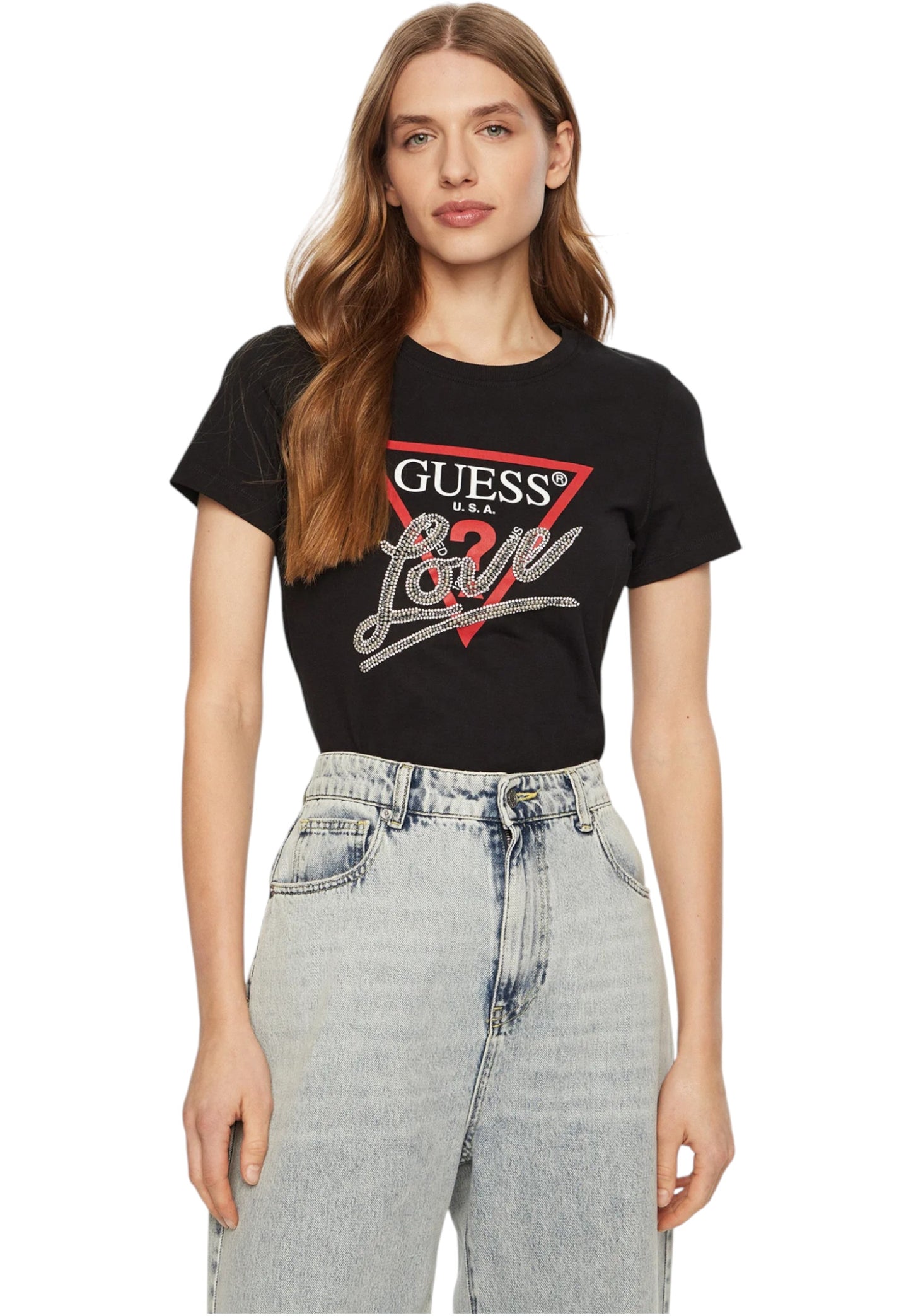 T-Shirt Manica Corta Donna Guess Triangle Love