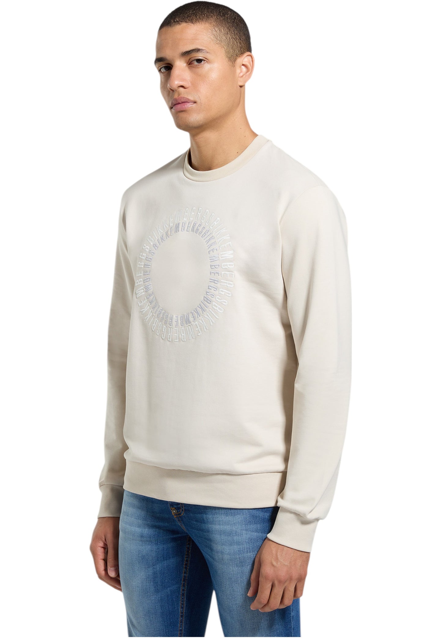 Felpa A Girocollo Uomo Bikkembergs Con Logo Circolare Sul Petto