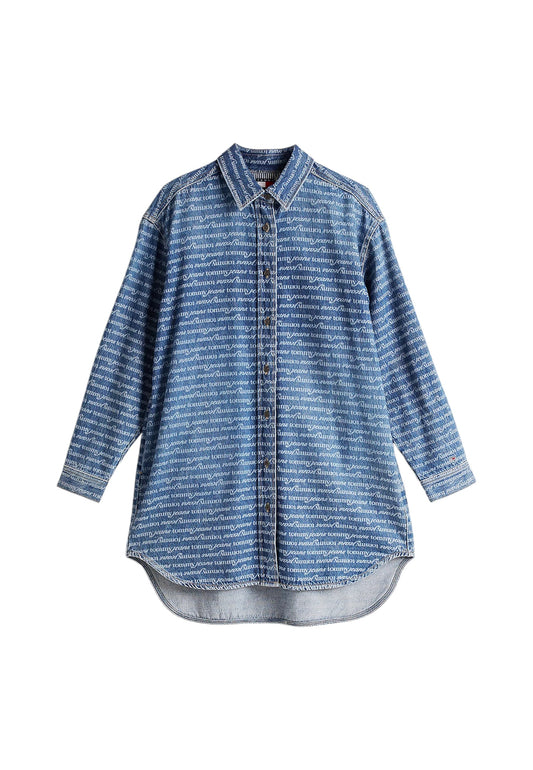 Vestito Corto Donna Tommy Jeans Chemiser In Jeans Relaxed
