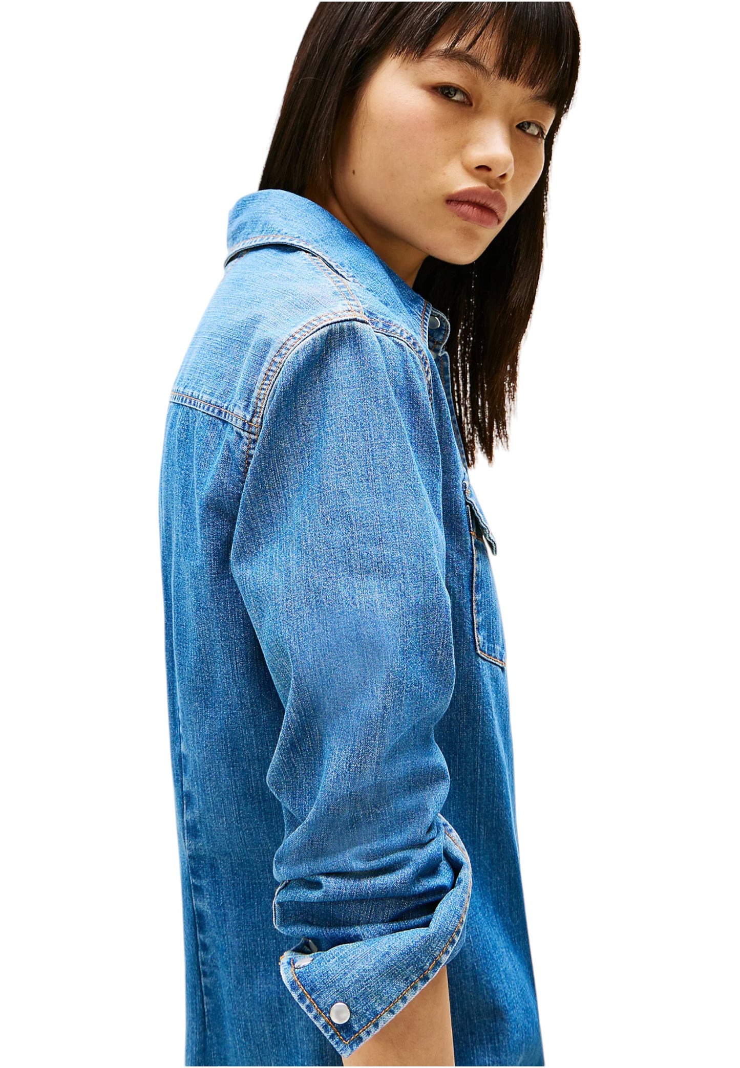 Vestito Corto Donna Tommy Jeans Chemiser In Jeans Regular Western