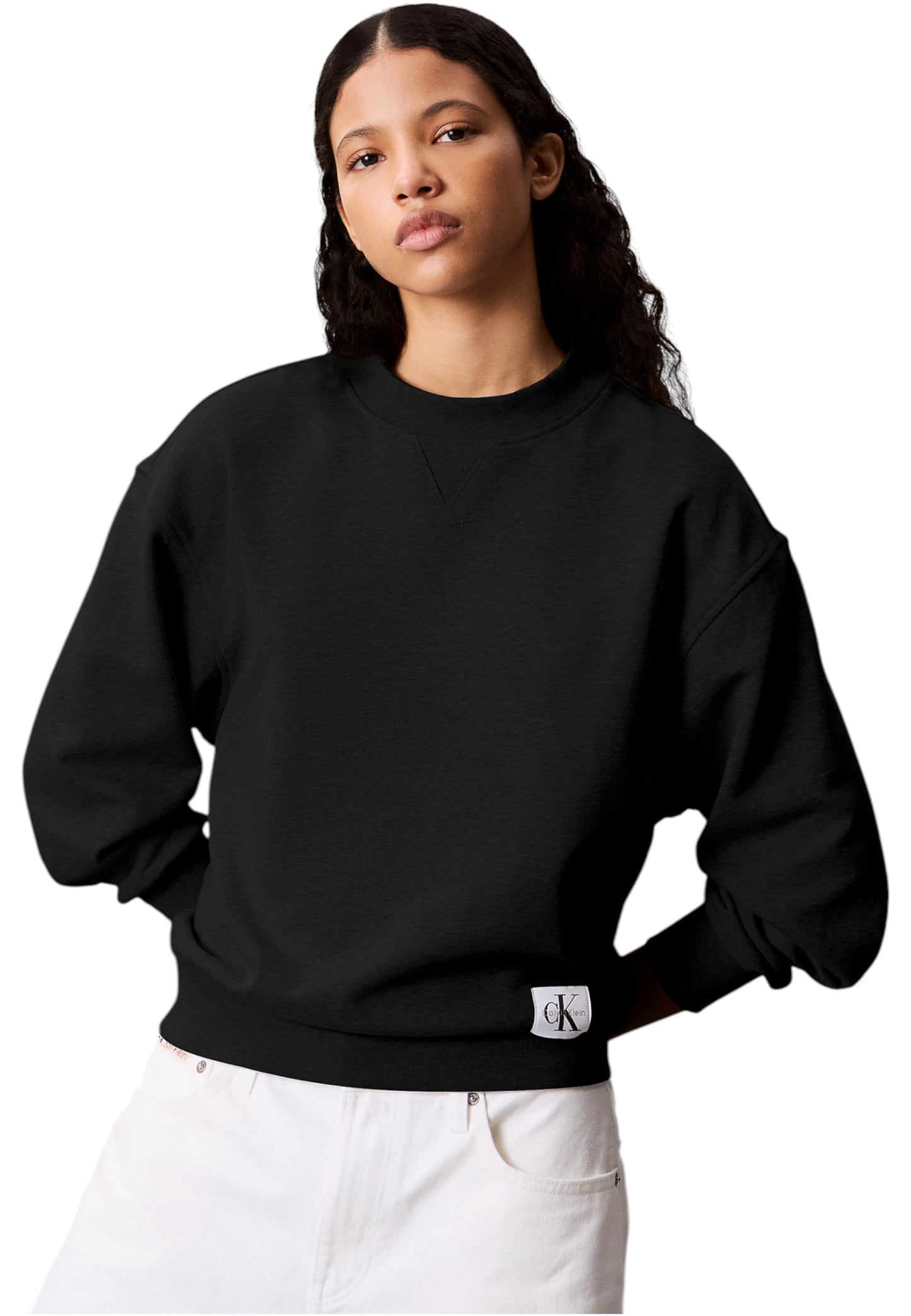 Felpa A Girocollo Donna Calvin klein Jeans Badge Logo Terry LV047B238G