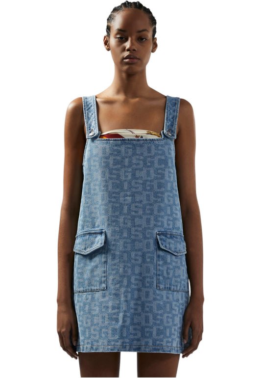 Vestito Corto Donna Gcds In Jeans Monogram