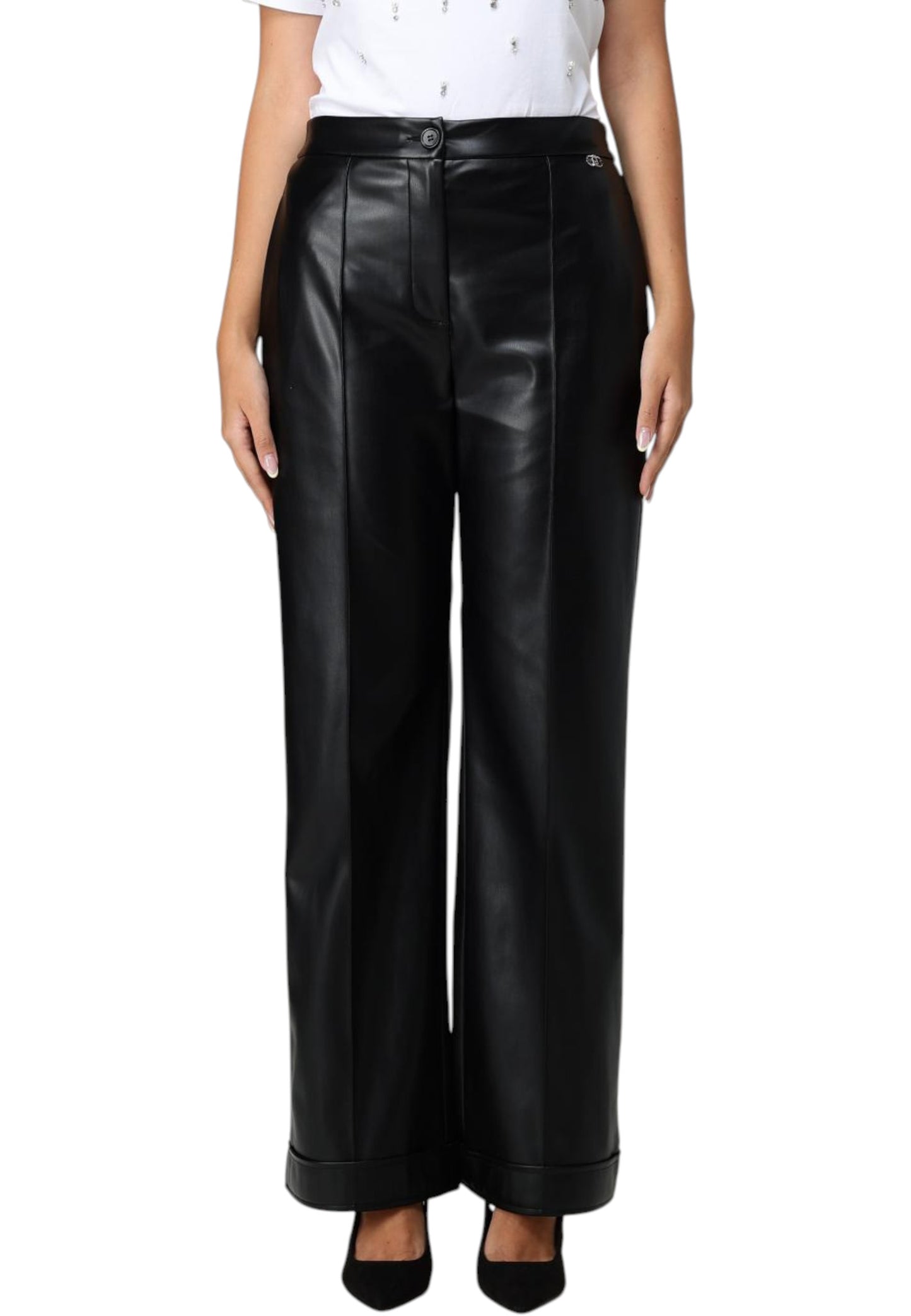 Pantaloni Donna Liu Jo In Pelle Sintetica MF5069E0624