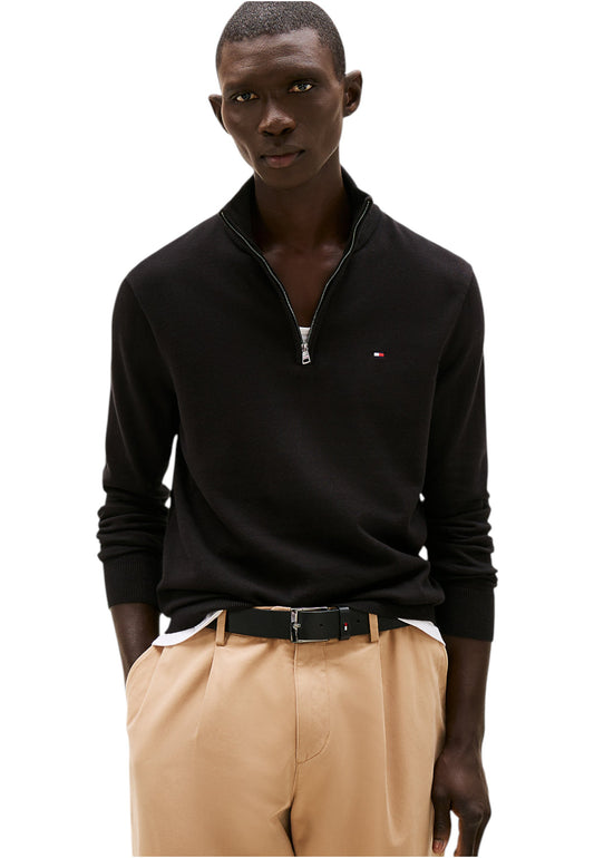 Maglione Collo Alto Uomo Tommy Hilfiger Con Mezza Zip Essential Cotton MW0MW37331