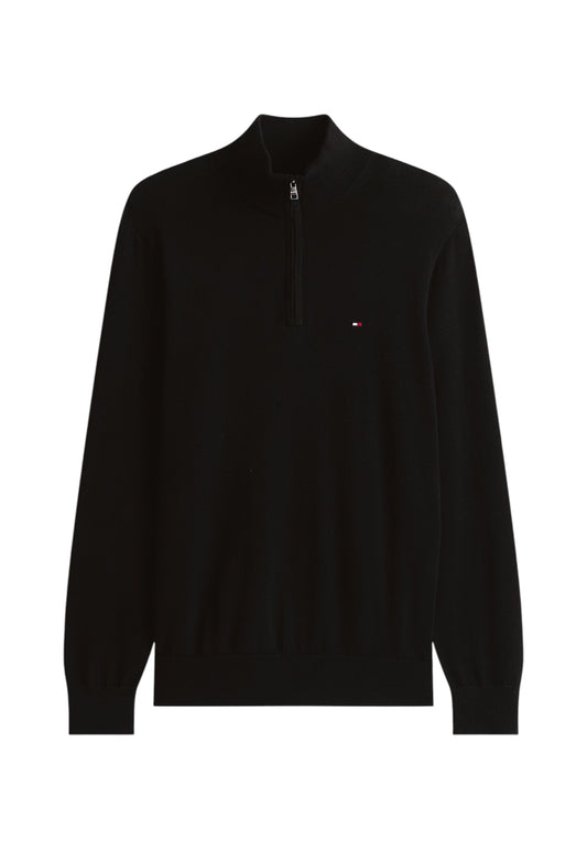 Maglione Collo Alto Uomo Tommy Hilfiger Con Mezza Zip Essential Cotton MW0MW37331
