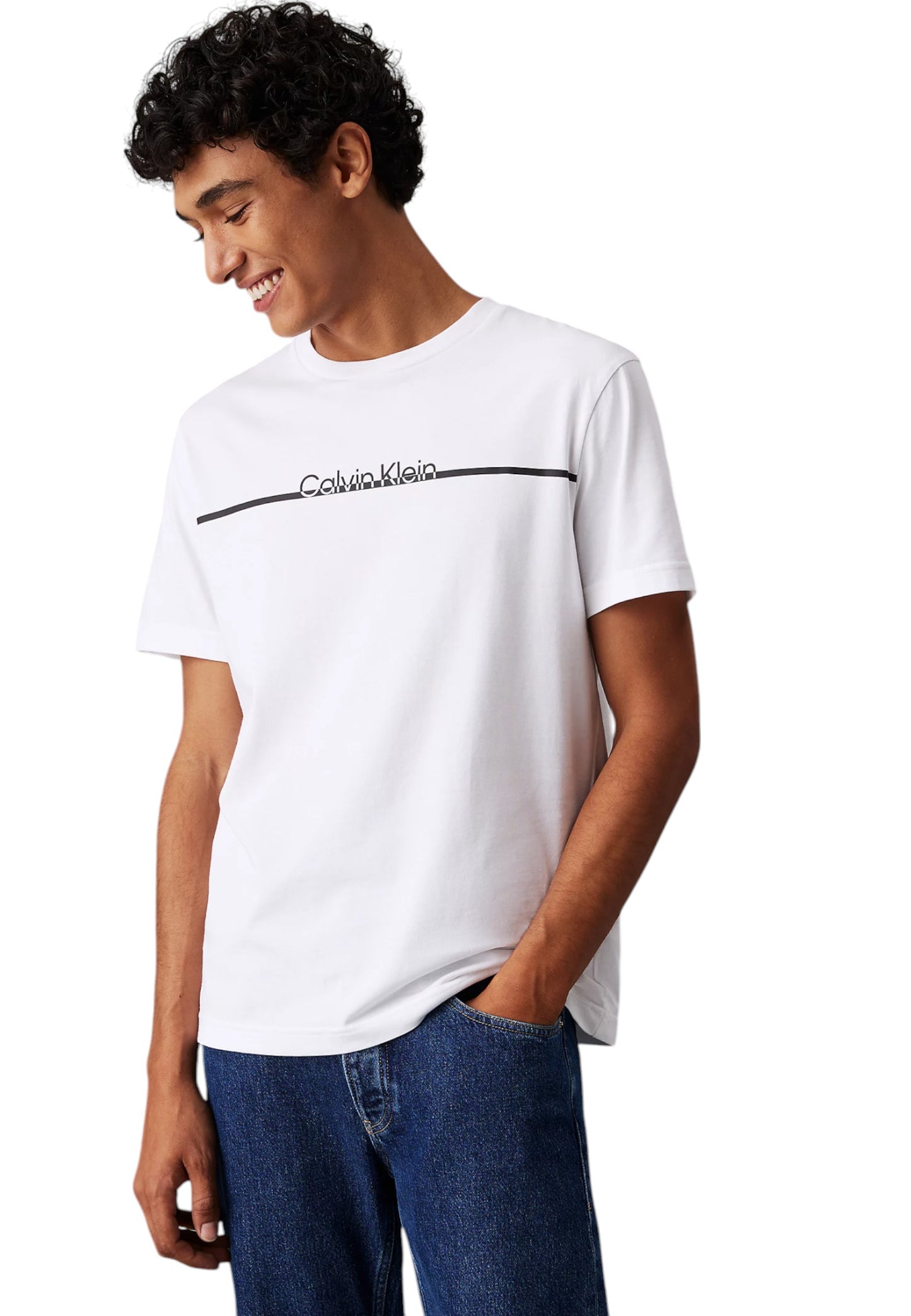 T-Shirt Manica Corta Uomo Calvin klein  Split Line Logo T-Sh