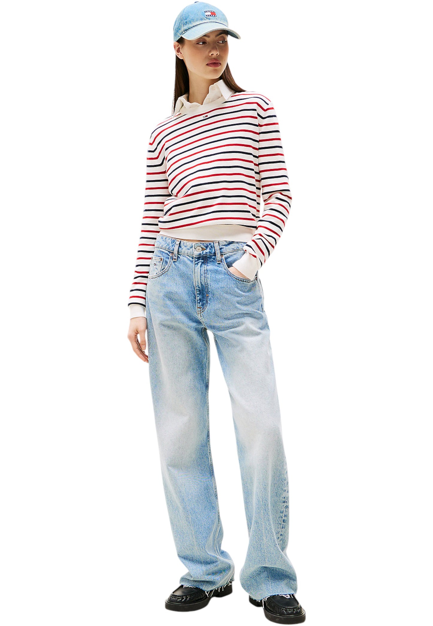 Maglione A Girocollo Donna Tommy Jeans Tjw Essential Stripe DW0DW20159