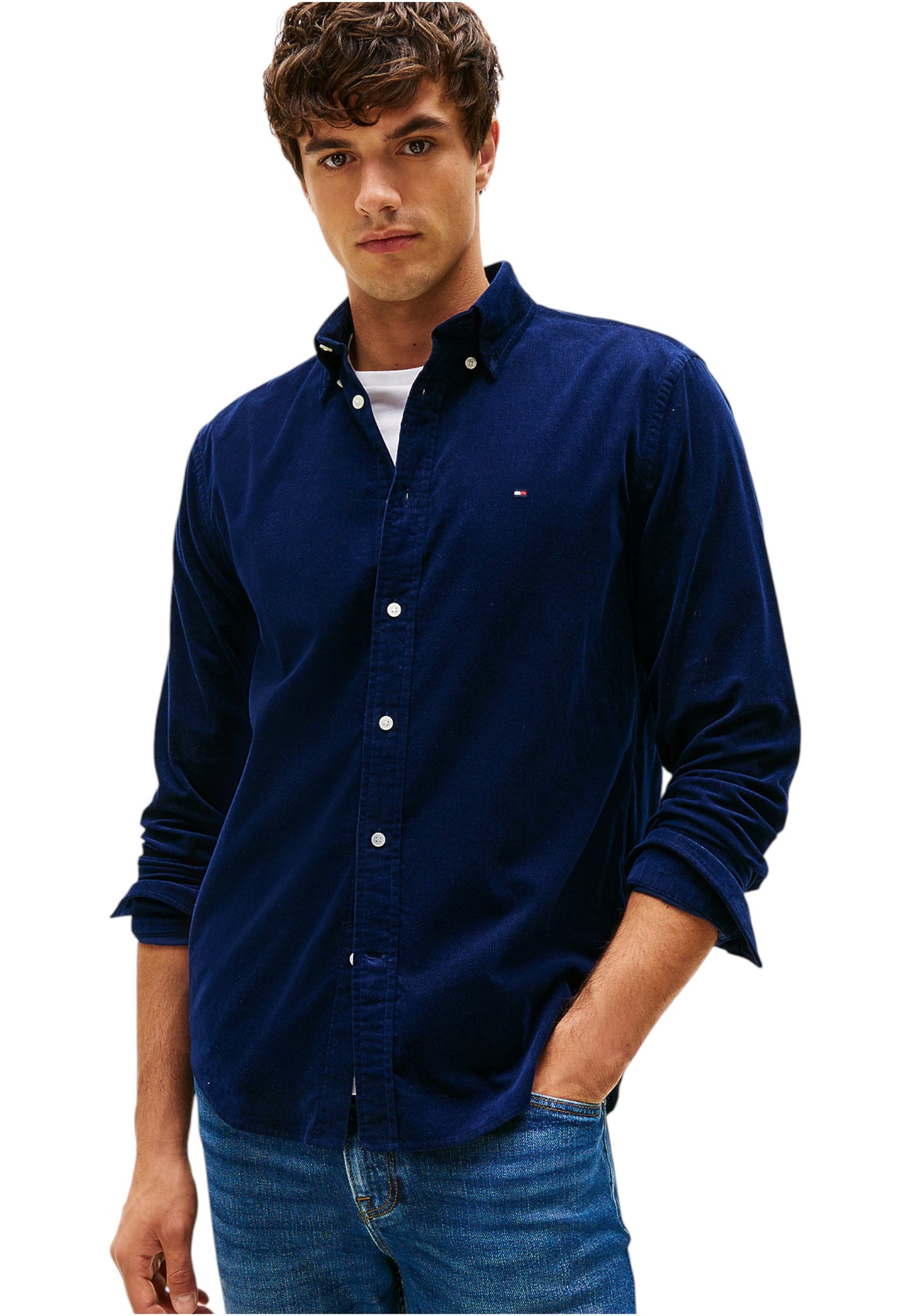 Camicia Manica lunga Uomo Tommy Hilfiger Solid Corduroy Rf Sh MW0MW40486