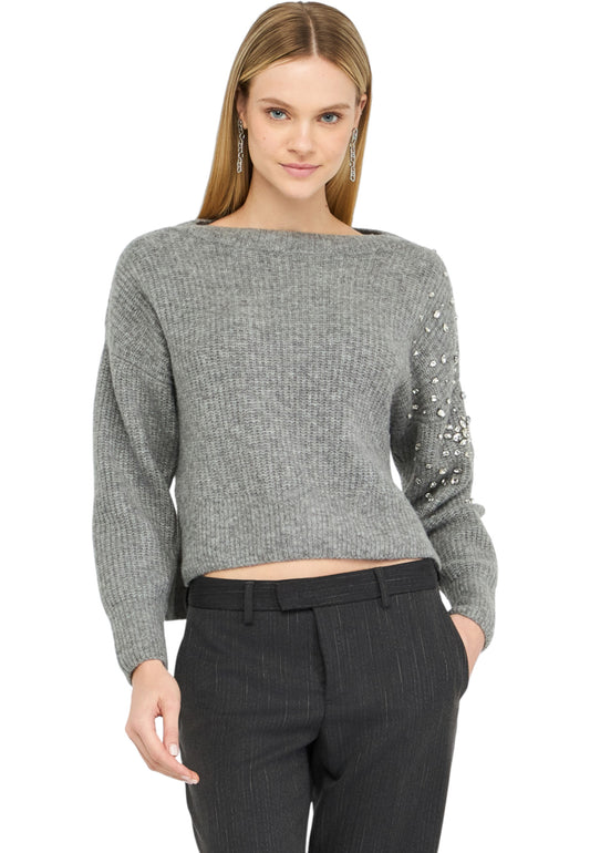 Maglione Scollo A Barca Donna Liu Jo Con Strass  CF5150MA74Q