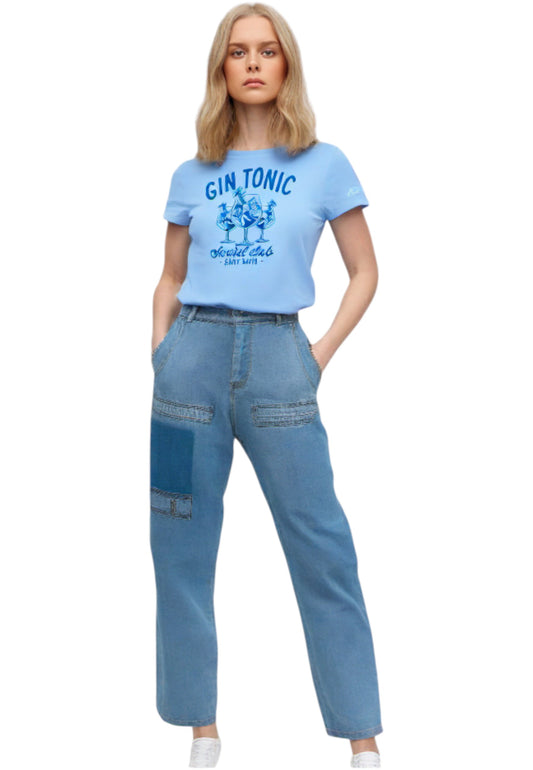 T-Shirt Manica Corta Donna Mc2 Saint Barth Gin Tonic Social Club Emilie EMI0001