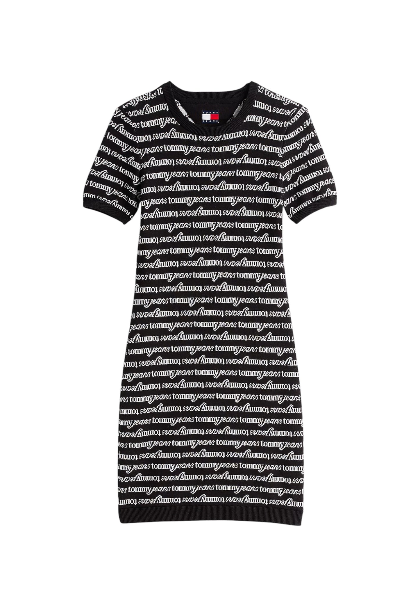 Vestito Corto Donna Tommy Jeans In Maglia Tjw Script Aop