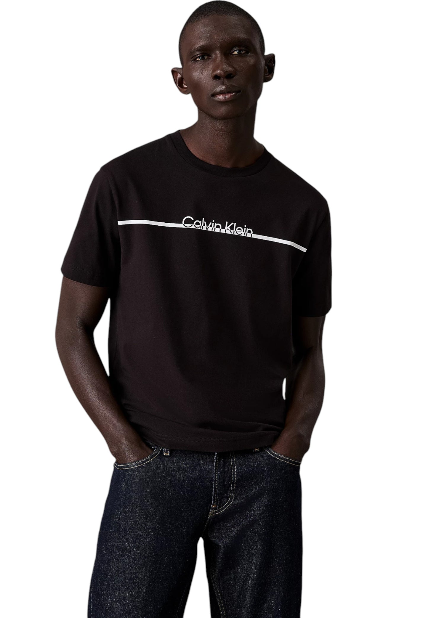T-Shirt Manica Corta Uomo Calvin klein  Split Line Logo T-Sh