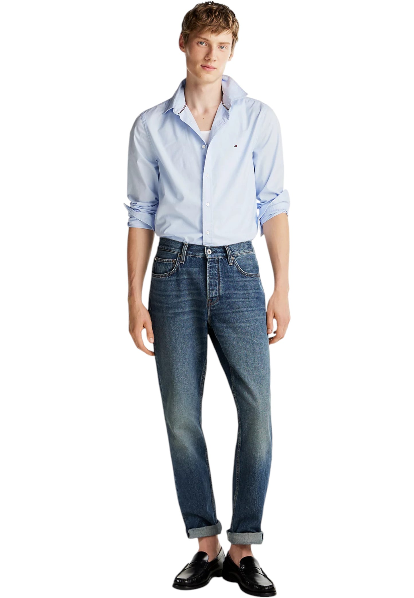 Camicia Manica lunga Uomo Tommy Hilfiger  Flex Poplin Kent Col