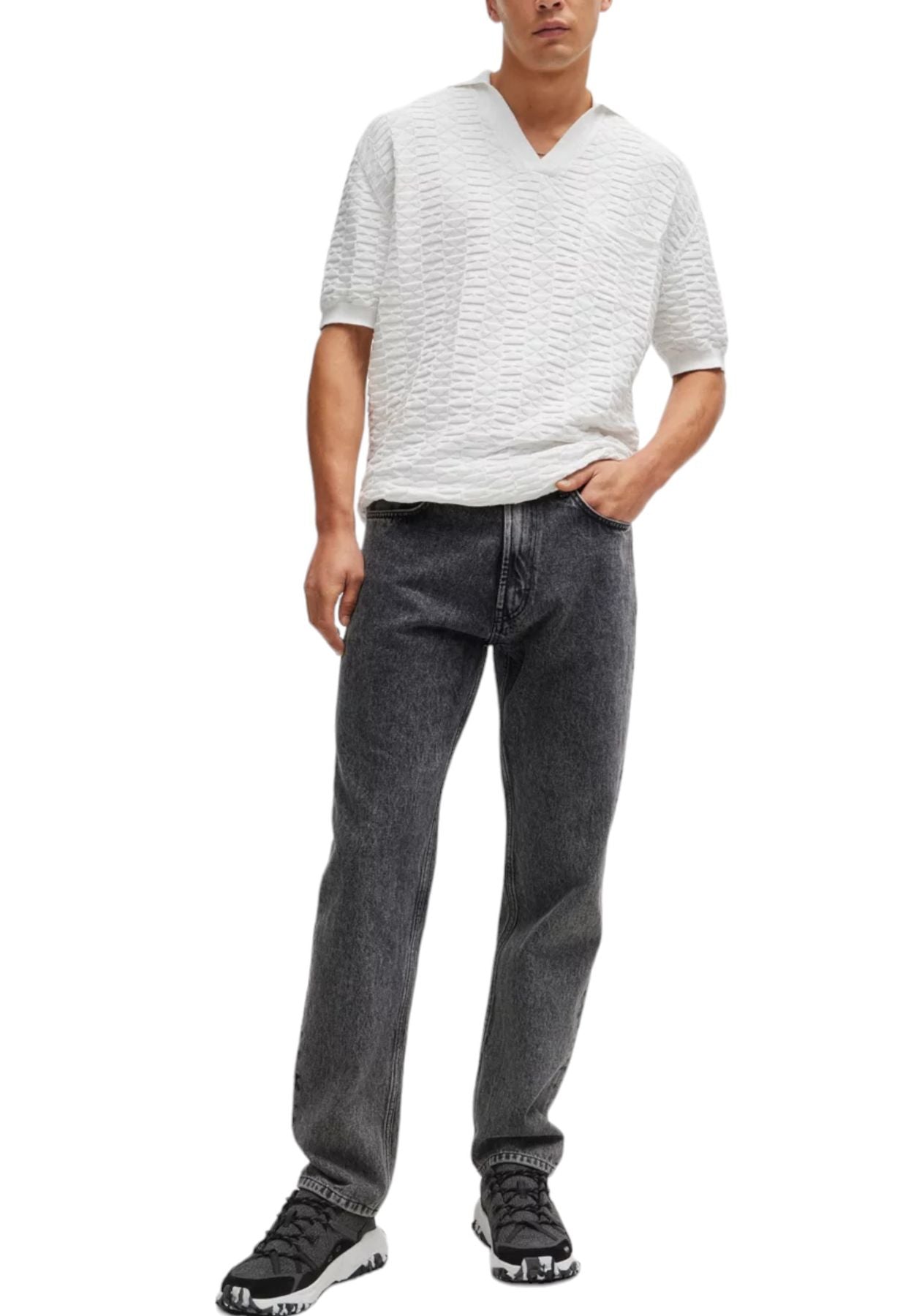 Maglia Scollo A V Uomo Hugo Manica Corta Colletto Johnny Spato 50510898