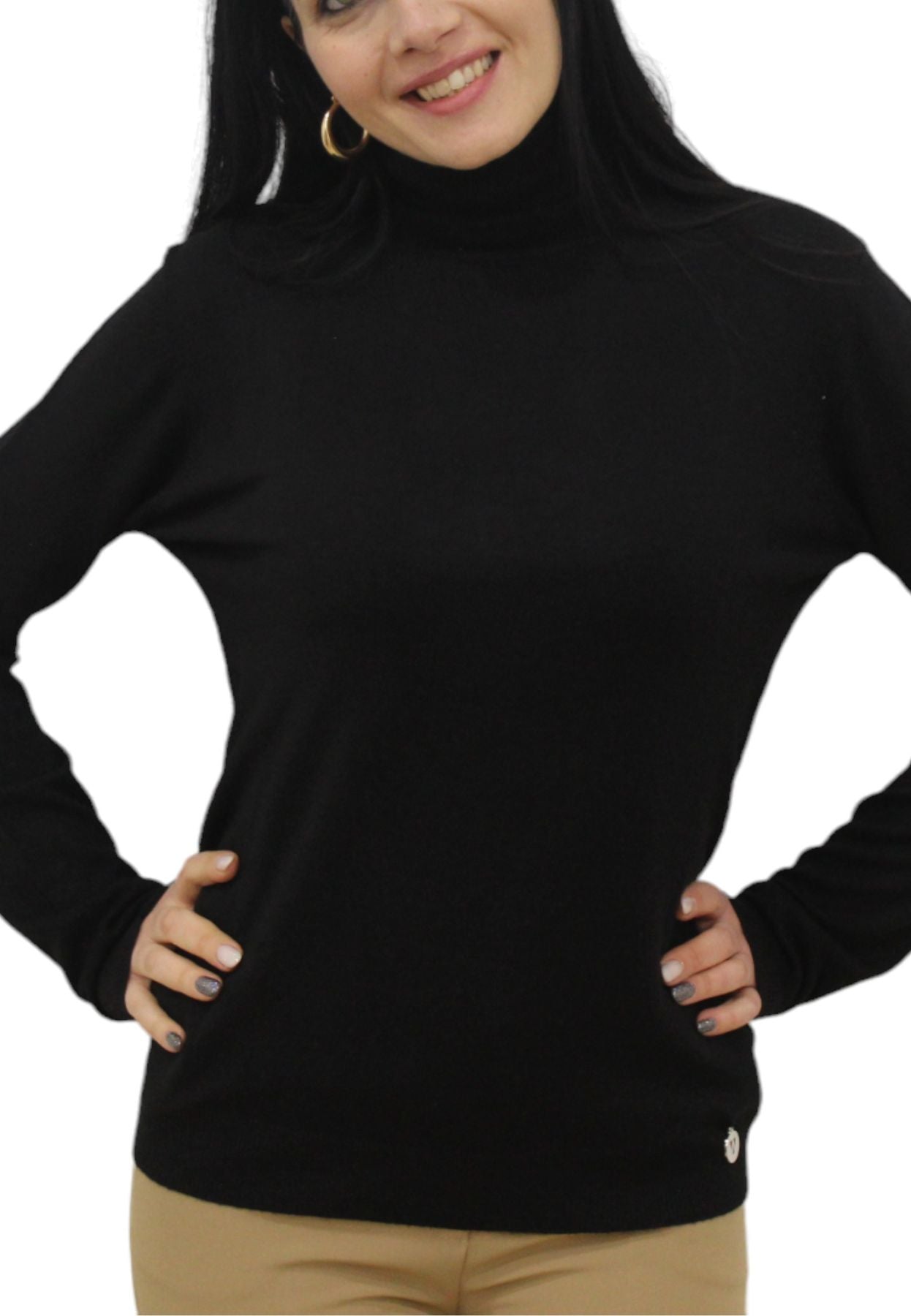 Maglione Collo Alto Donna White Wise WW18004