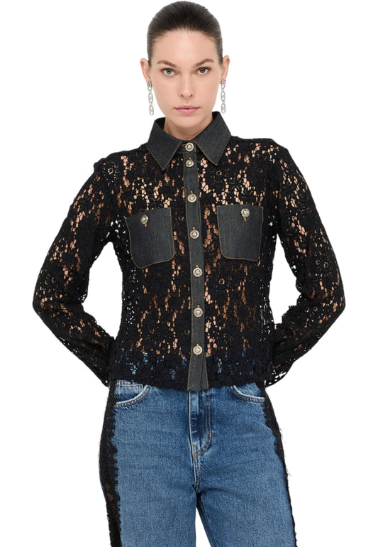 Camicia Manica lunga Donna Liu Jo Cropped In Pizzo  UF5169J4078