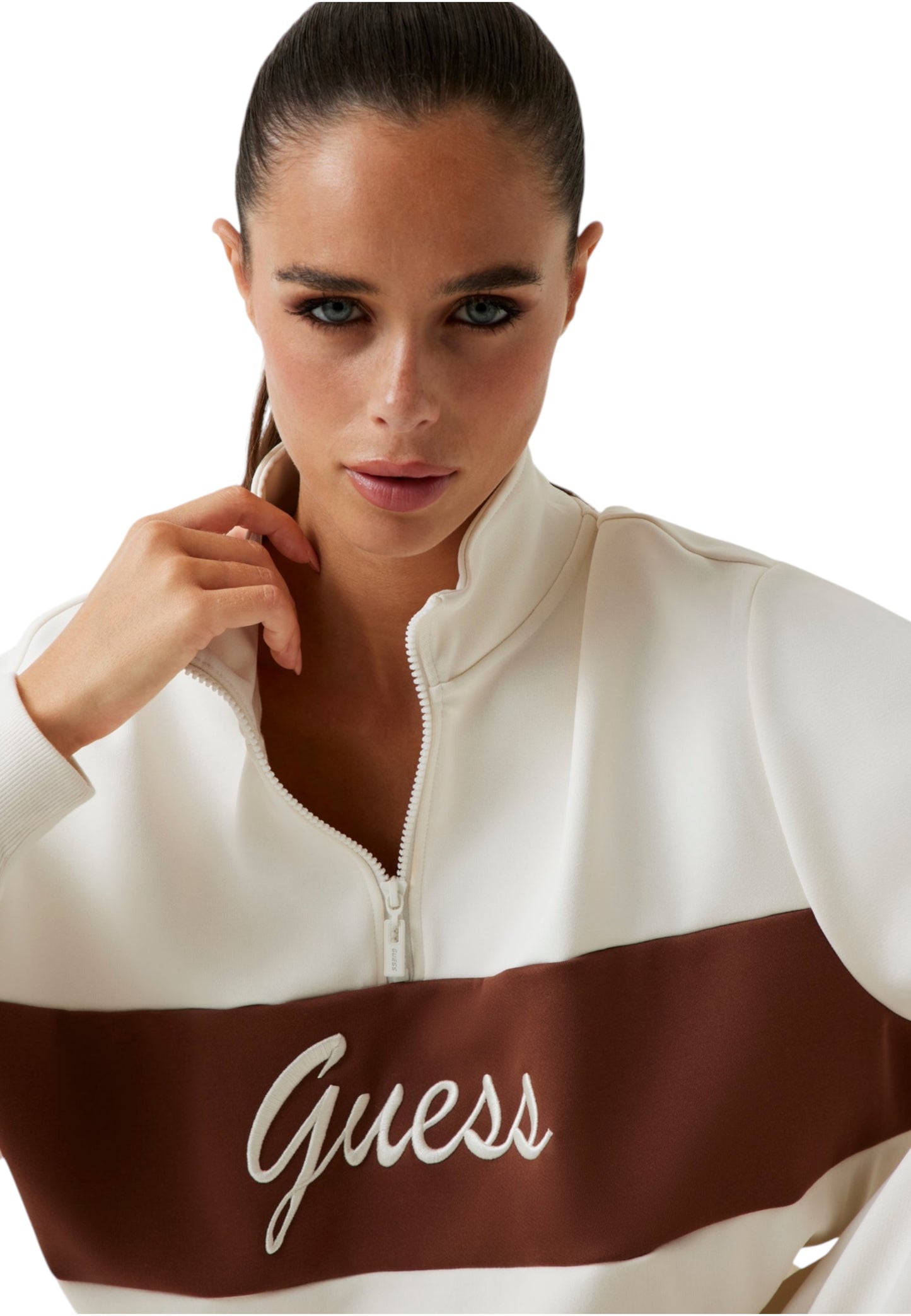 Felpa Collo Alto Donna Guess Mezza zip Fabia V5BQ00KCX22