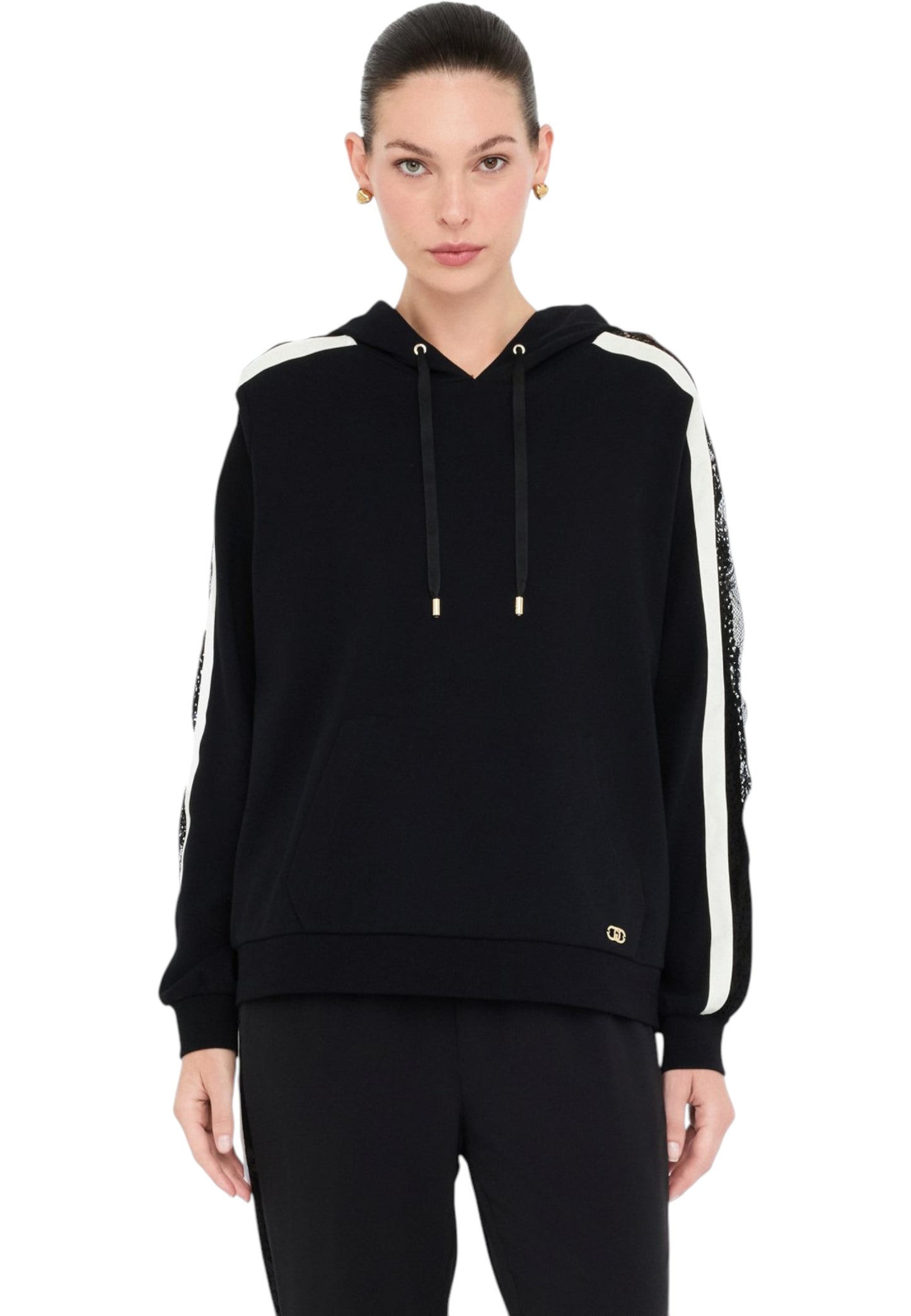 Felpa Con Cappuccio Donna Liu Jo Con Pizzo TF5144J4523