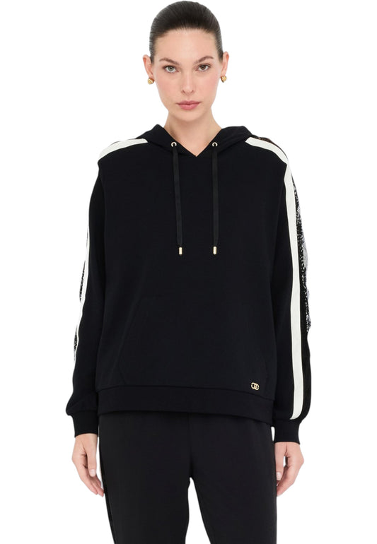 Felpa Con Cappuccio Donna Liu Jo Con Pizzo TF5144J4523