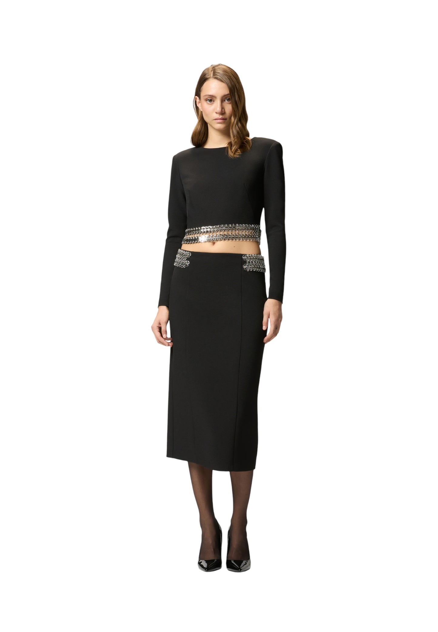 Gonna Midi Donna Pinko Crepe Con Ricamo Chela 105954A2YH