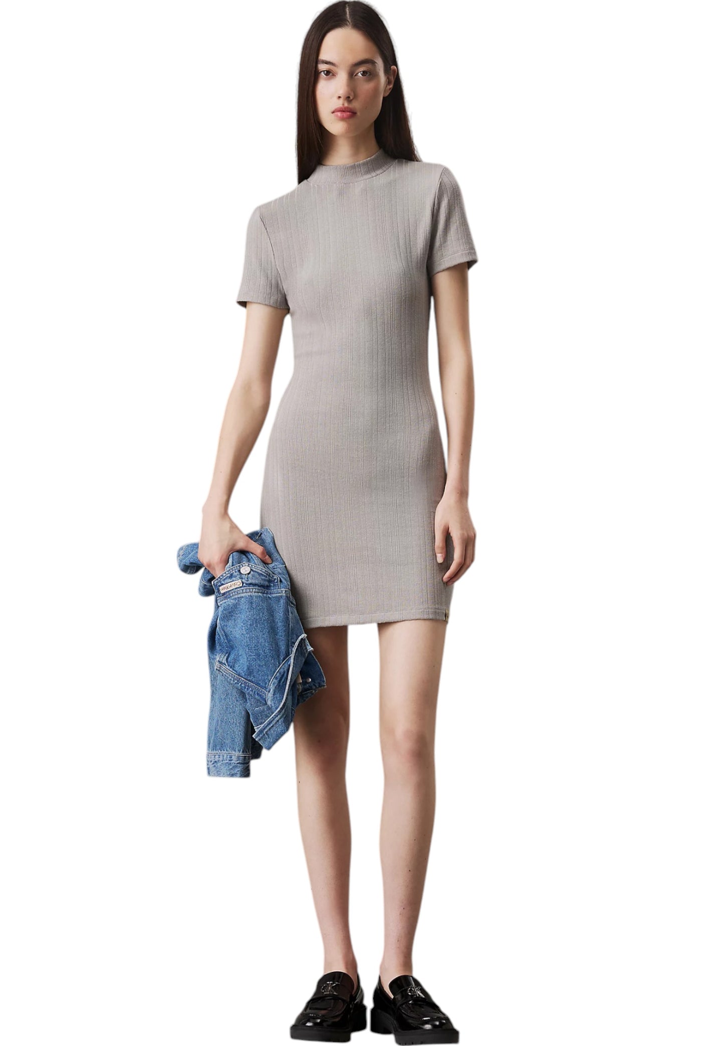 Vestito Corto Donna Calvin klein Jeans In Maglia Warm Texture Rib