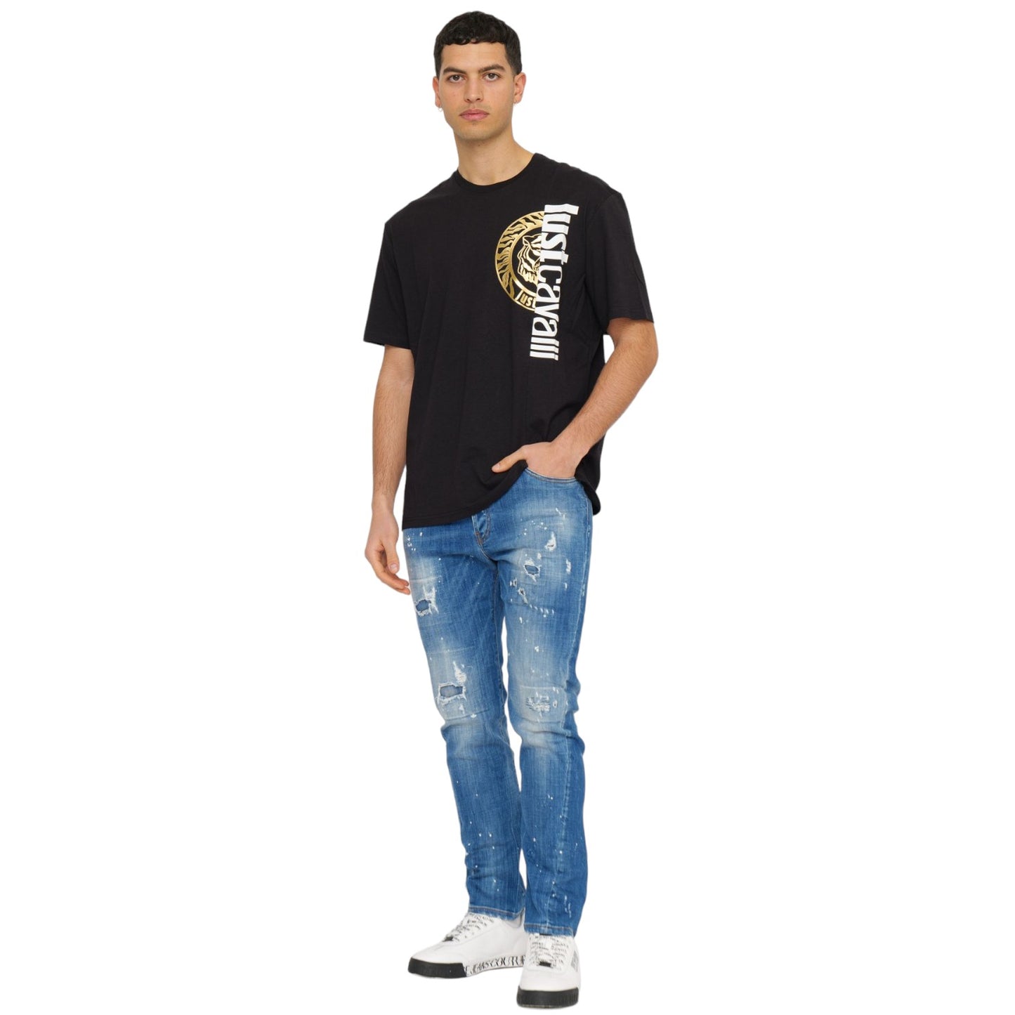 T-Shirt Manica Corta Uomo Just Cavalli 74Mm600 R T Round Split Logo 74OBHF05CJ200
