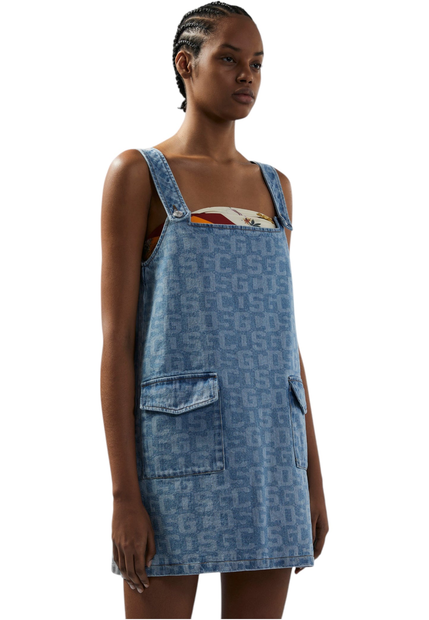 Vestito Corto Donna Gcds In Jeans Monogram