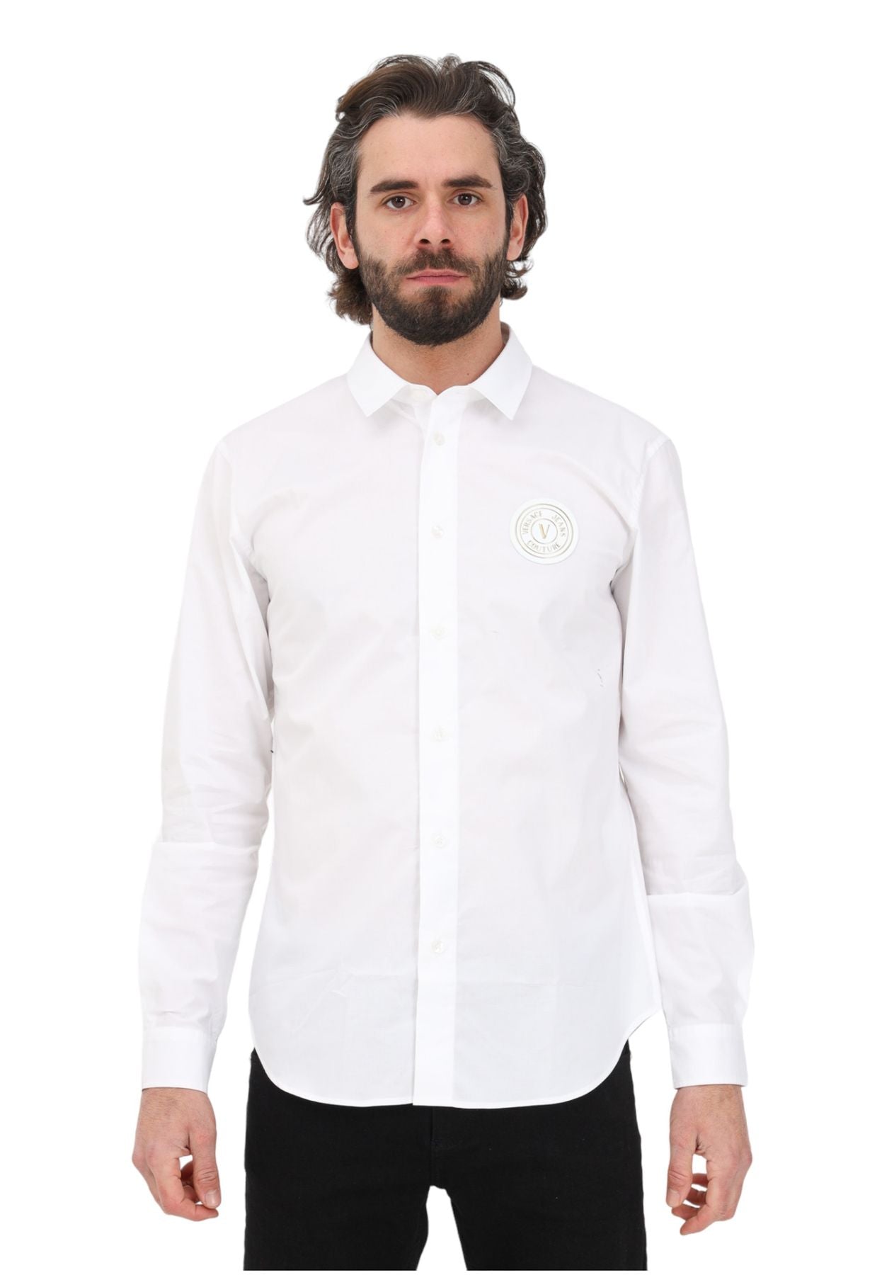 Camicia Manica lunga Uomo Versace Jeans Couture Stampa Patch V-Emb Gold 74GALYS2CN001
