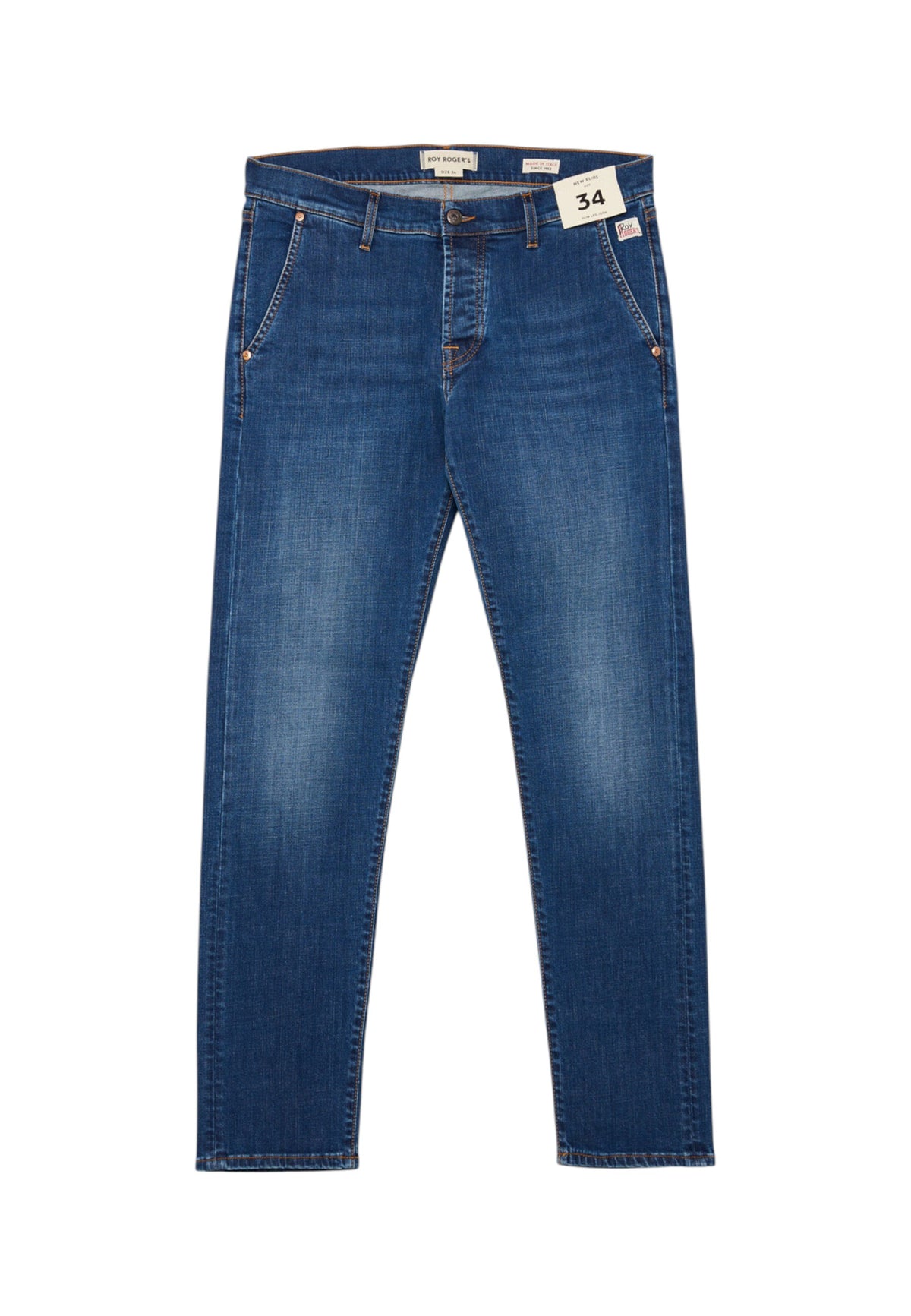 Jeans Slim Fit Uomo Roy Roger's Vita media, vestibilit� slim, tasche anteriori all�americana, due tasche posteriori, chiusura con bottoni logati, impunture a contrasto New Elias RRU006D0212530