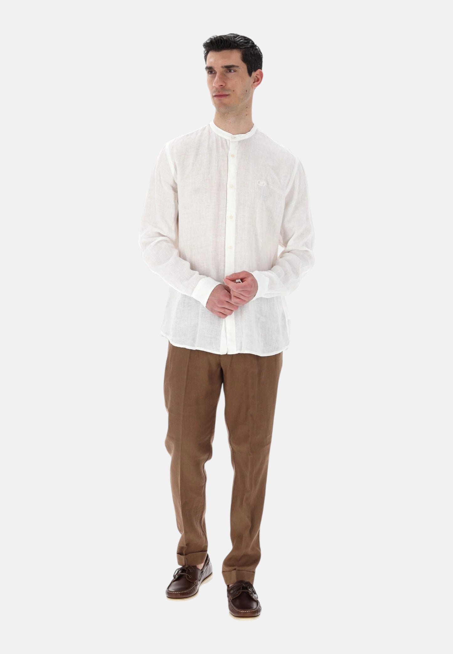 Camicia Manica lunga Uomo Liu Jo Collo Coreana In Lino  QXX100T4359