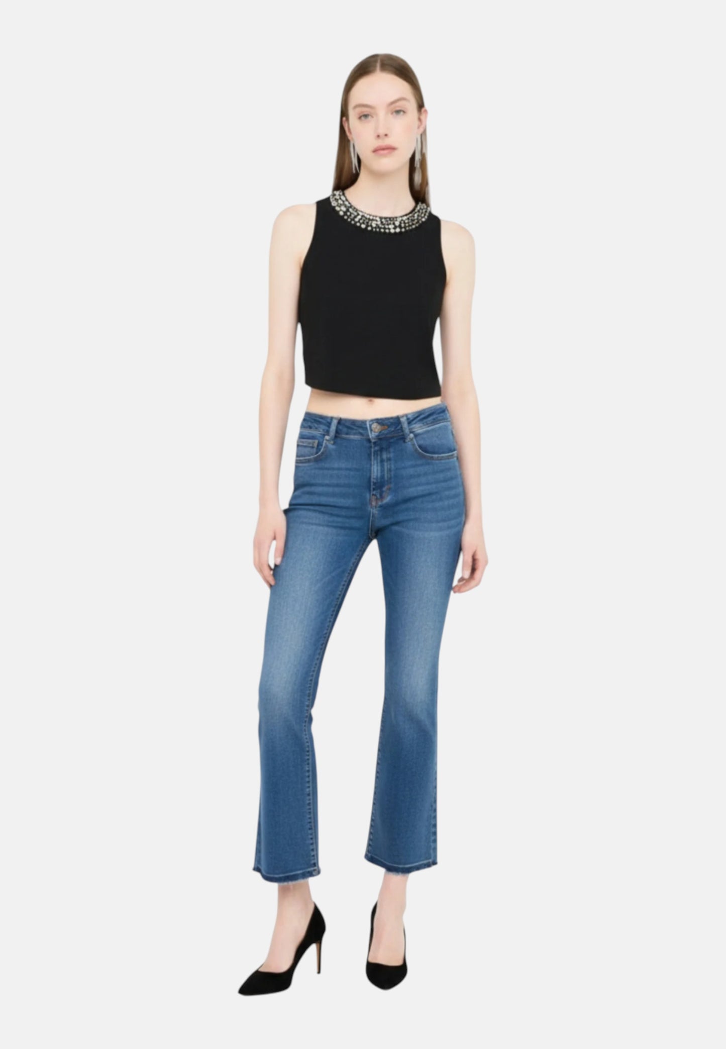 Jeans Flare Fit Donna Liu Jo Cropped Vita Regolare Fly UA6022DM310