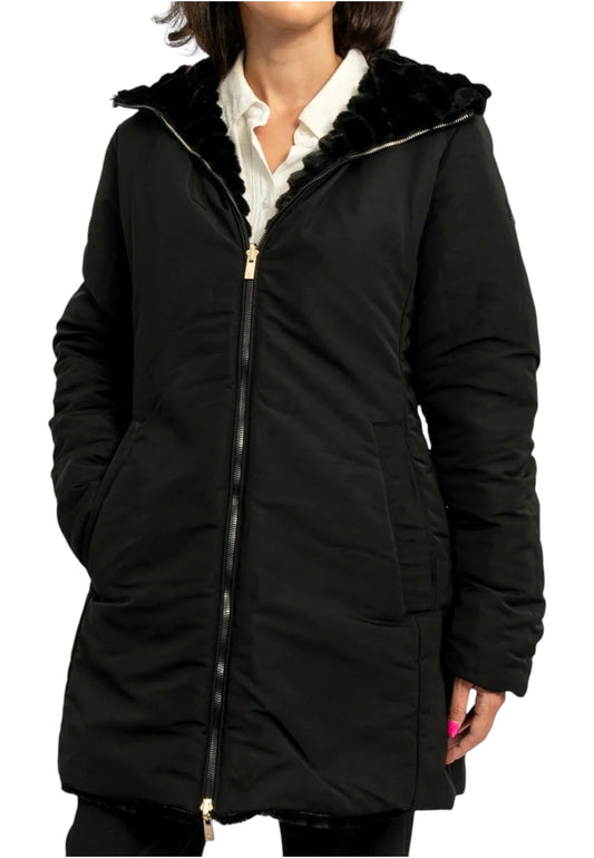 Piumino Lungo Donna Ciesse Piumini Reversibile Eco Fur Con Cappuccio Isiria 2.0 243CPWJ12526P4G10E
